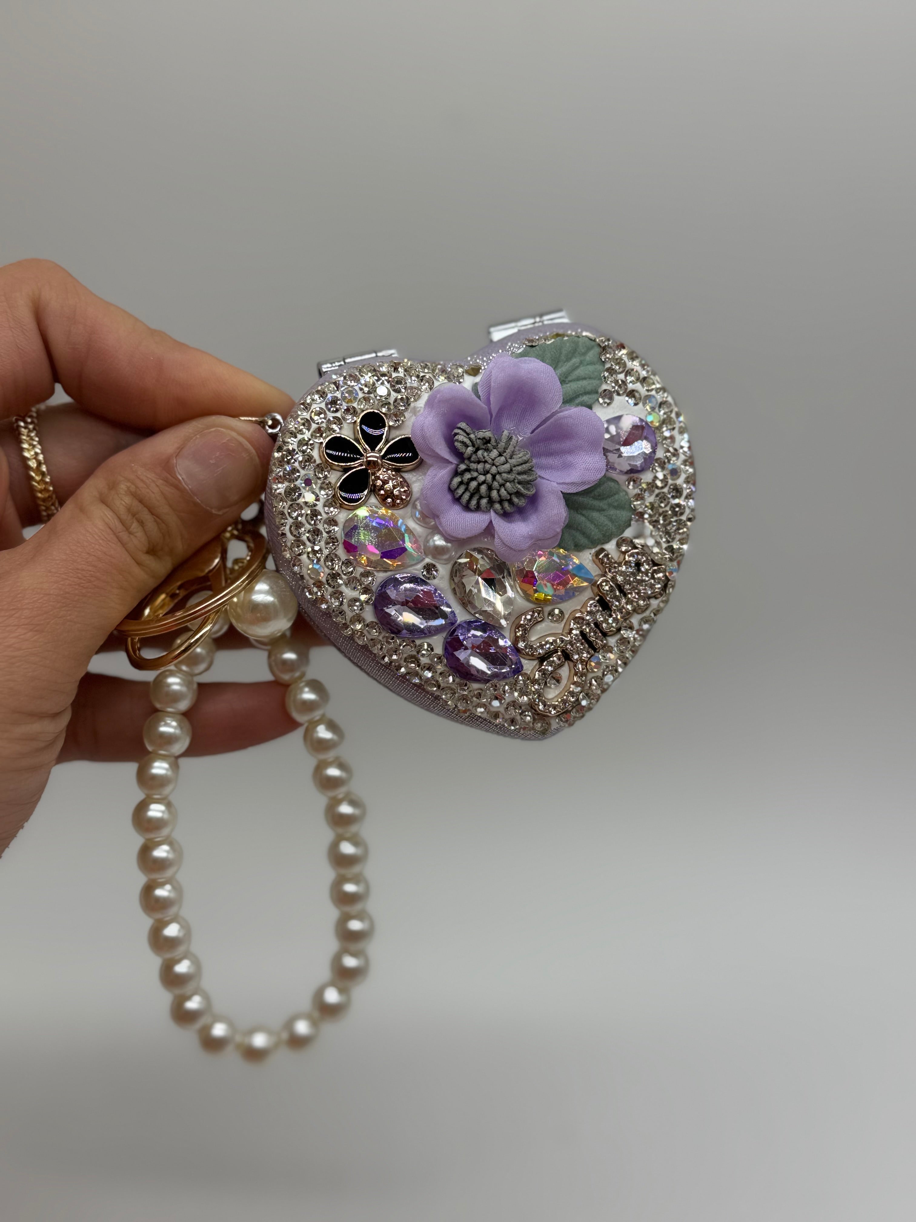 Crystal Bloom Mirror Purse Charm-Heathered Boho-Heathered Boho Boutique, Women's Fashion and Accessories in Palmetto, FL