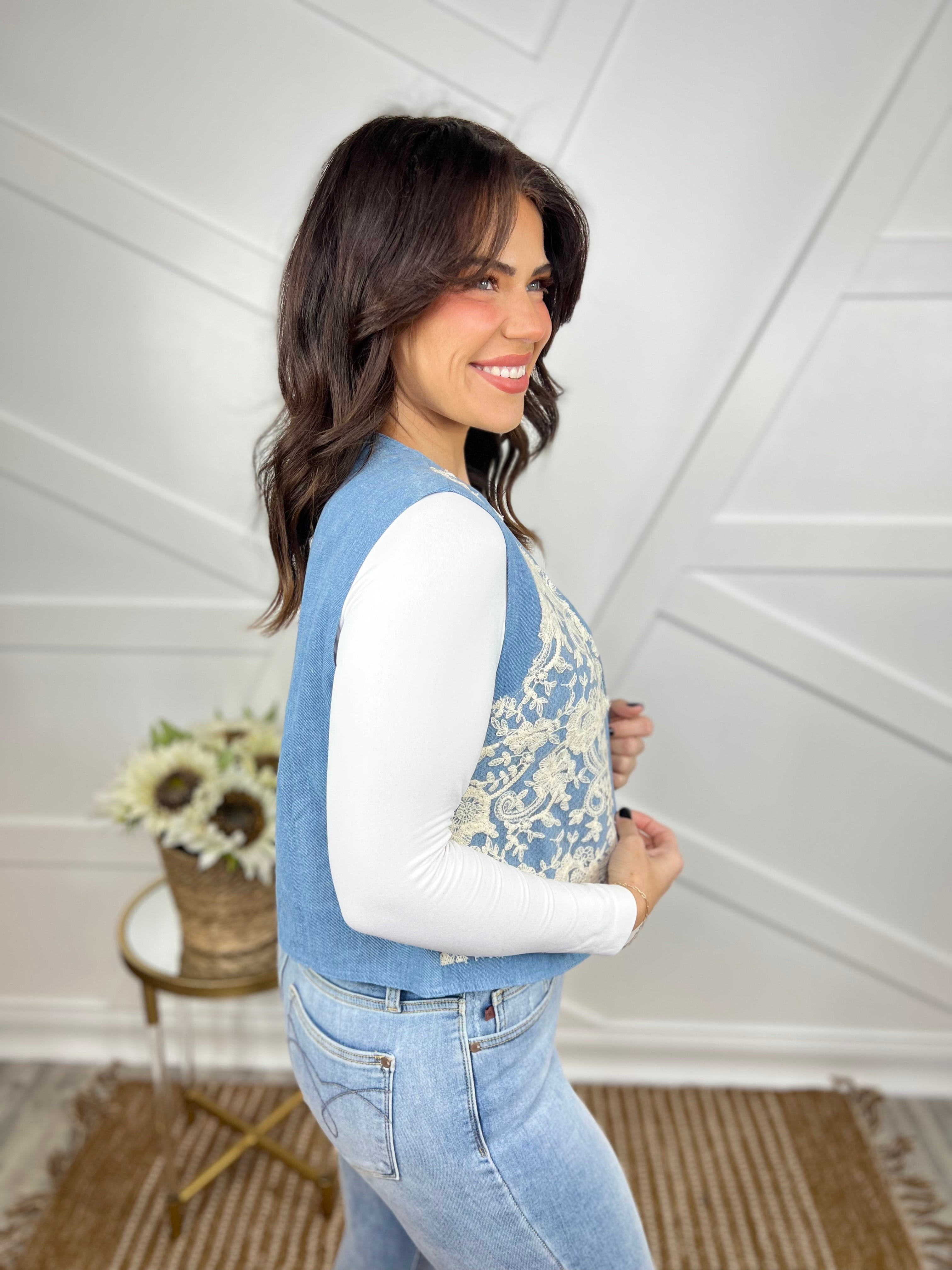 Delicate Denim Vest-200 Jackets/Shackets-Davi & Dani-Heathered Boho Boutique, Women's Fashion and Accessories in Palmetto, FL