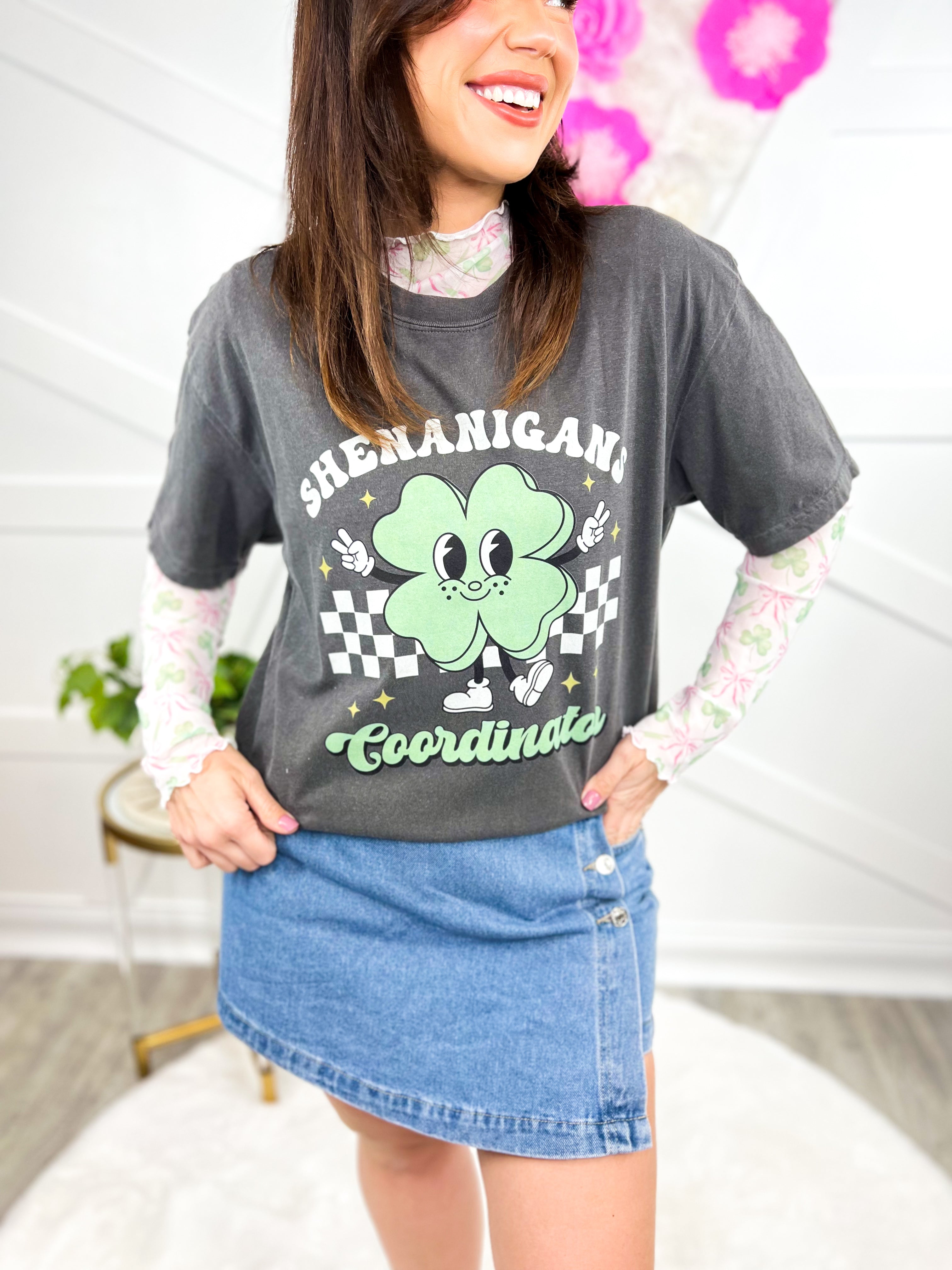 Shenanigans Coordinator Graphic Tee - Pepper-130 Graphic Tees-Heathered Boho-Heathered Boho Boutique, Women's Fashion and Accessories in Palmetto, FL