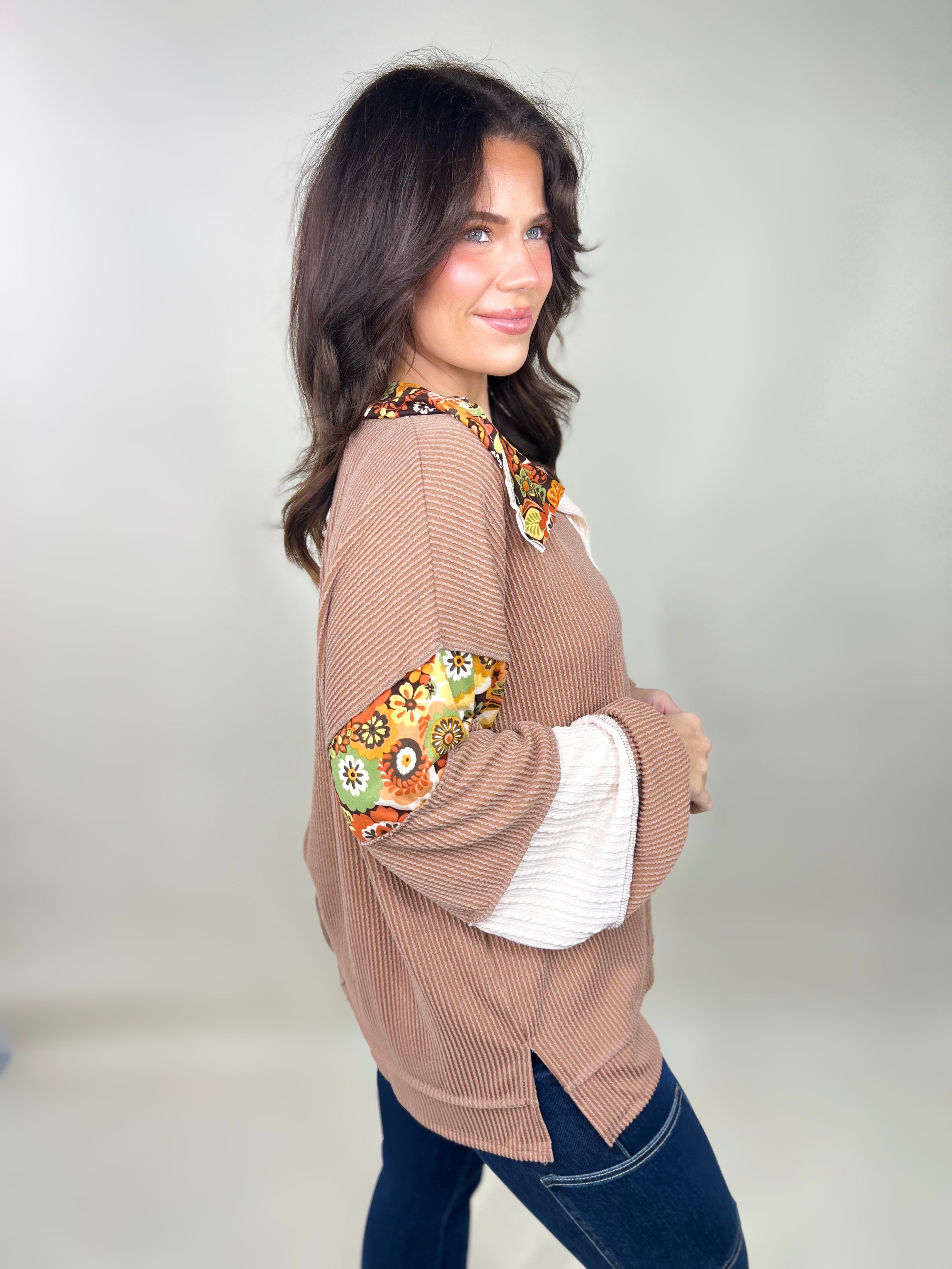 Drop Shoulder Knit Top-120 Long Sleeve Tops-HAPTICS-Heathered Boho Boutique, Women's Fashion and Accessories in Palmetto, FL