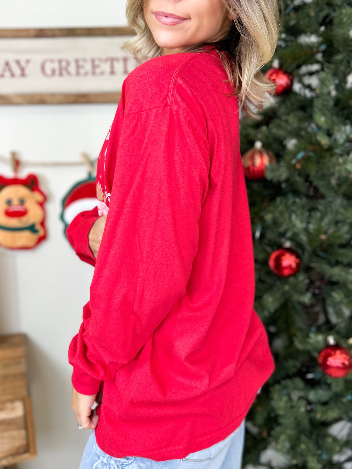 Christmas Goose Graphic Long Sleeve-130 Graphic Tees-Heathered Boho-Heathered Boho Boutique, Women's Fashion and Accessories in Palmetto, FL