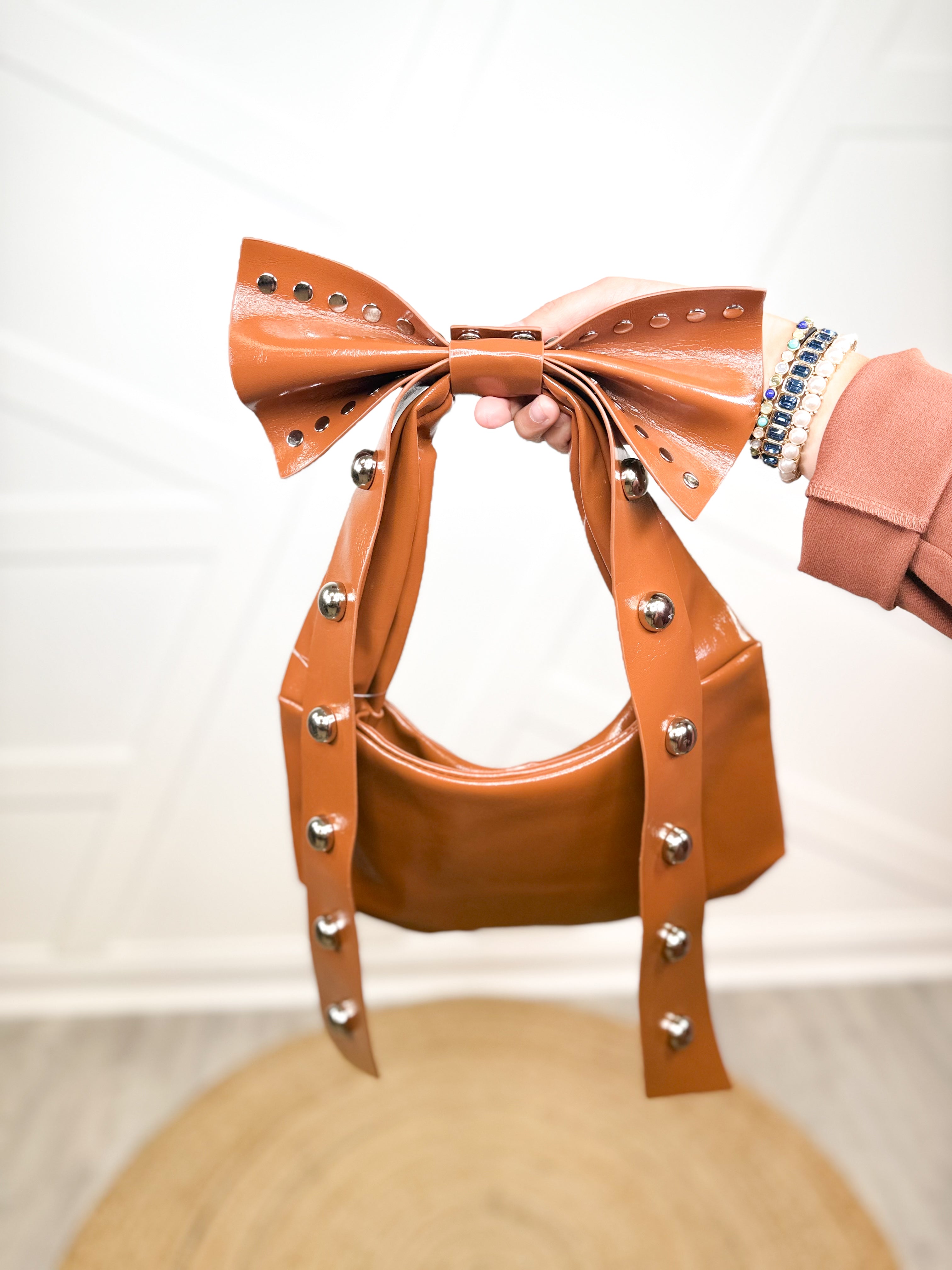 Bow Shoulder Bag-320 Bags-Fame Accessories-Heathered Boho Boutique, Women's Fashion and Accessories in Palmetto, FL