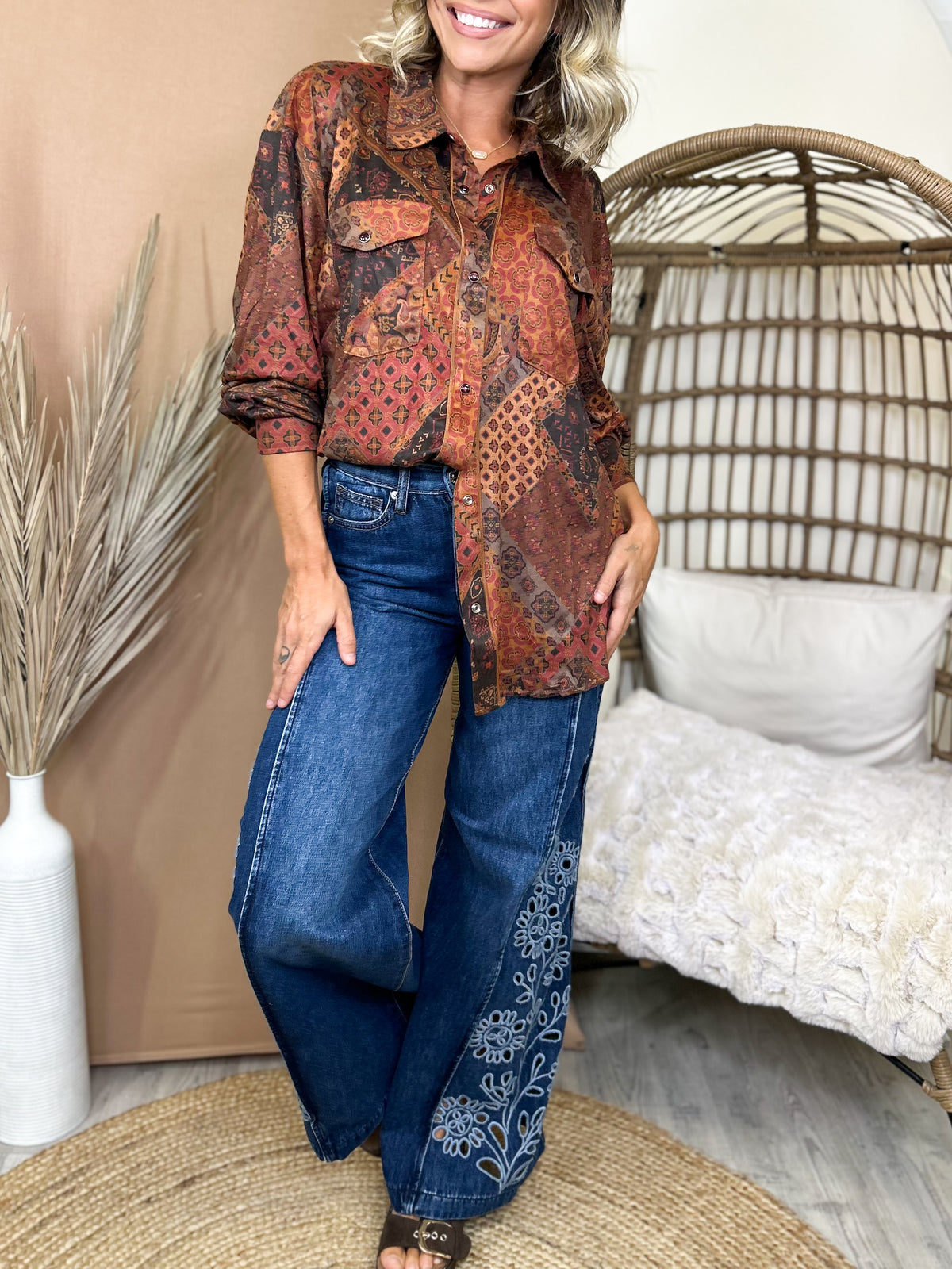 The Desert Muse Suede Shirt-120 LONG SLEEVE TOPS-EASEL-Heathered Boho Boutique, Women's Fashion and Accessories in Palmetto, FL