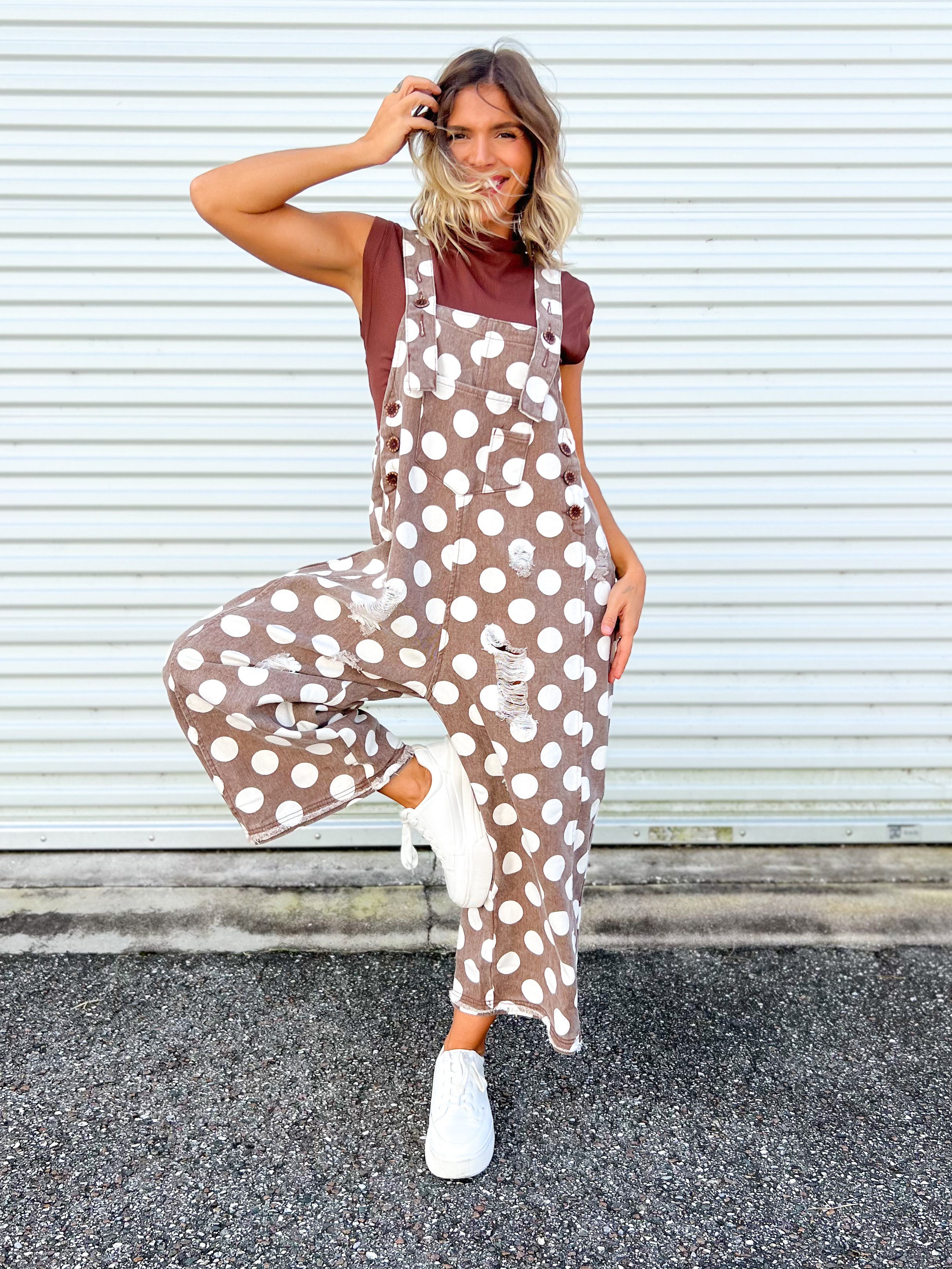 The Dottie Darling Overalls-230 DRESSES/JUMPSUITS/ROMPERS-EASEL-Heathered Boho Boutique, Women's Fashion and Accessories in Palmetto, FL