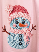 Crochet Snowman Graphic Sweatshirt - Light Pink-130 Graphic Tees-Heathered Boho-Heathered Boho Boutique, Women's Fashion and Accessories in Palmetto, FL