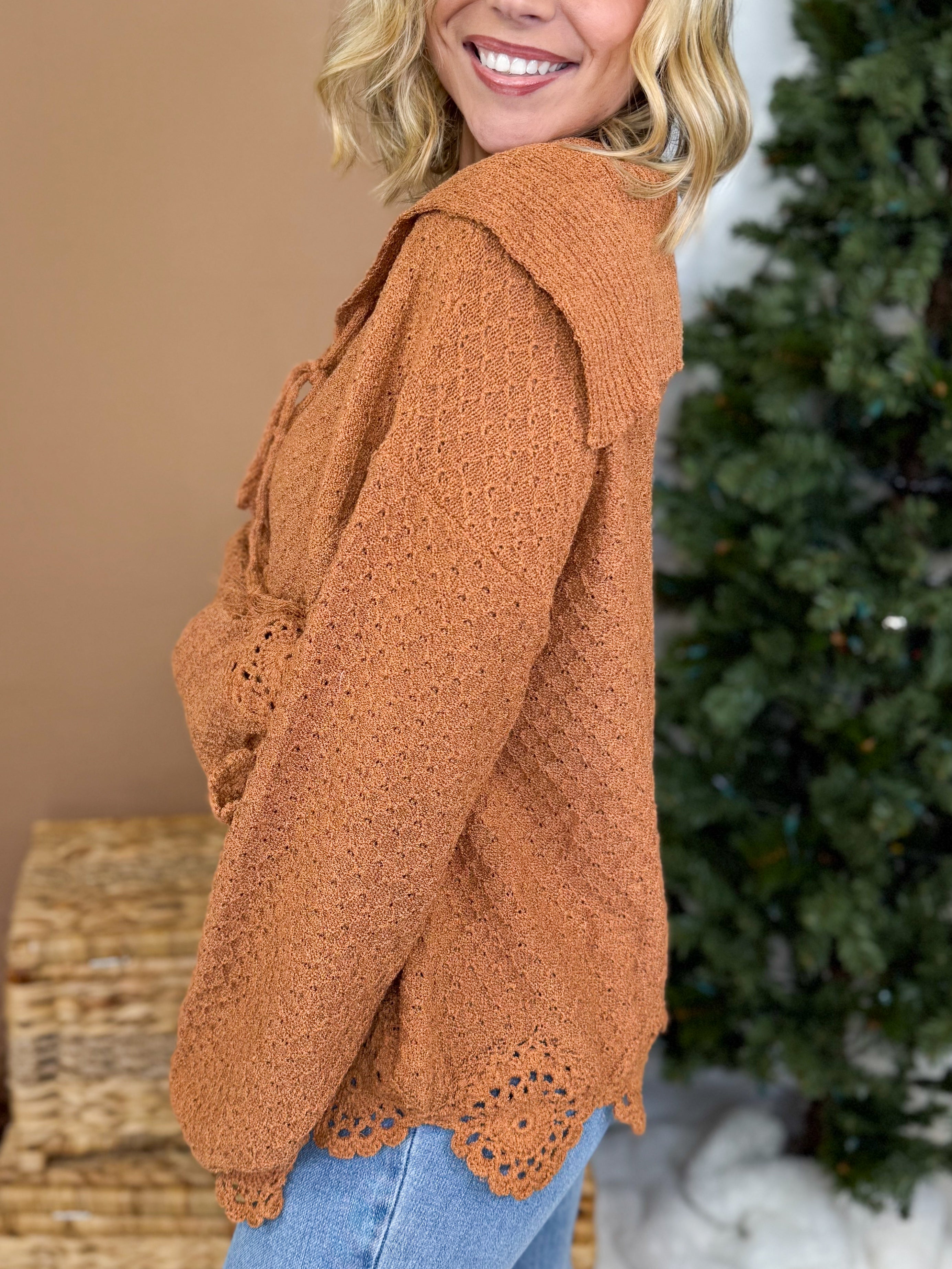 Soft Laced Sweater-125 SWEATER-EASEL-Heathered Boho Boutique, Women's Fashion and Accessories in Palmetto, FL