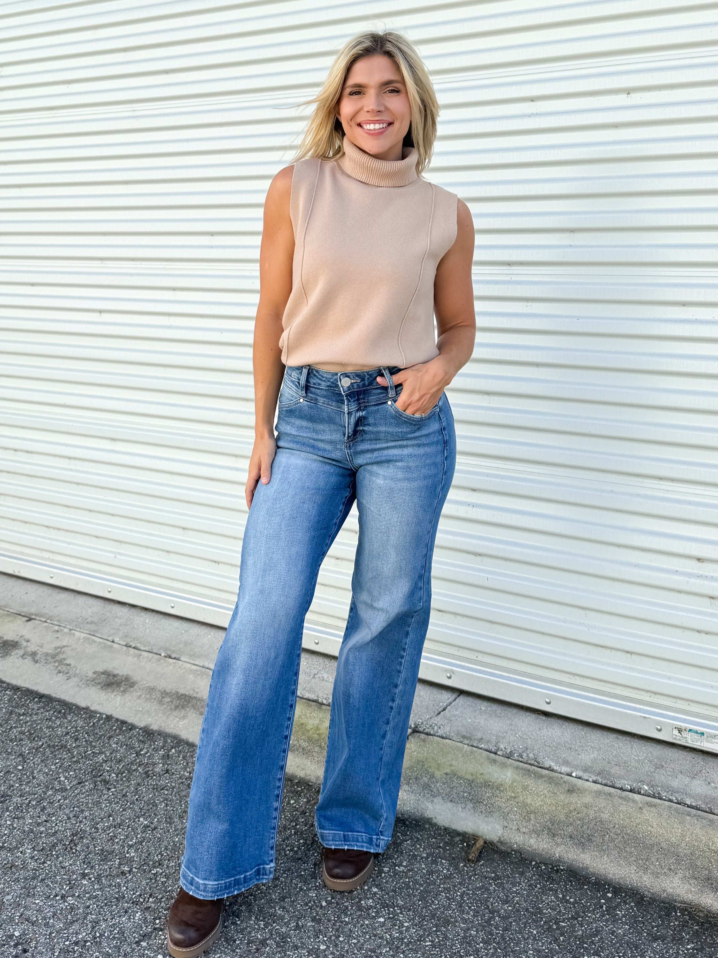 Heart to Heart Wide Leg Jeans by Risen-190 JEANS-Risen Jeans-Heathered Boho Boutique, Women's Fashion and Accessories in Palmetto, FL