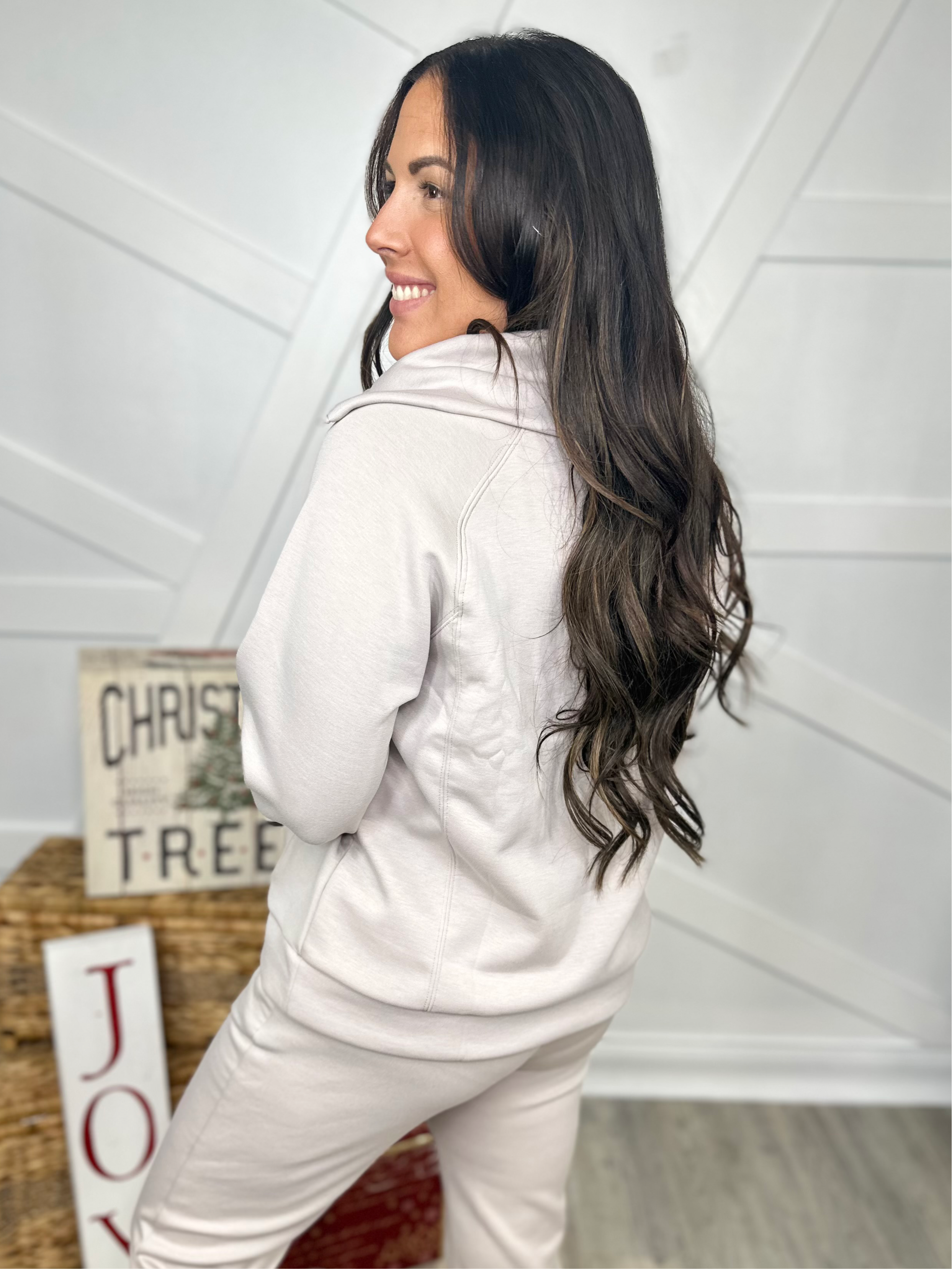 Hamptons Quarter Zip Pullover - Grey-120 Long Sleeve Tops-DEAR SCARLETT-Heathered Boho Boutique, Women's Fashion and Accessories in Palmetto, FL