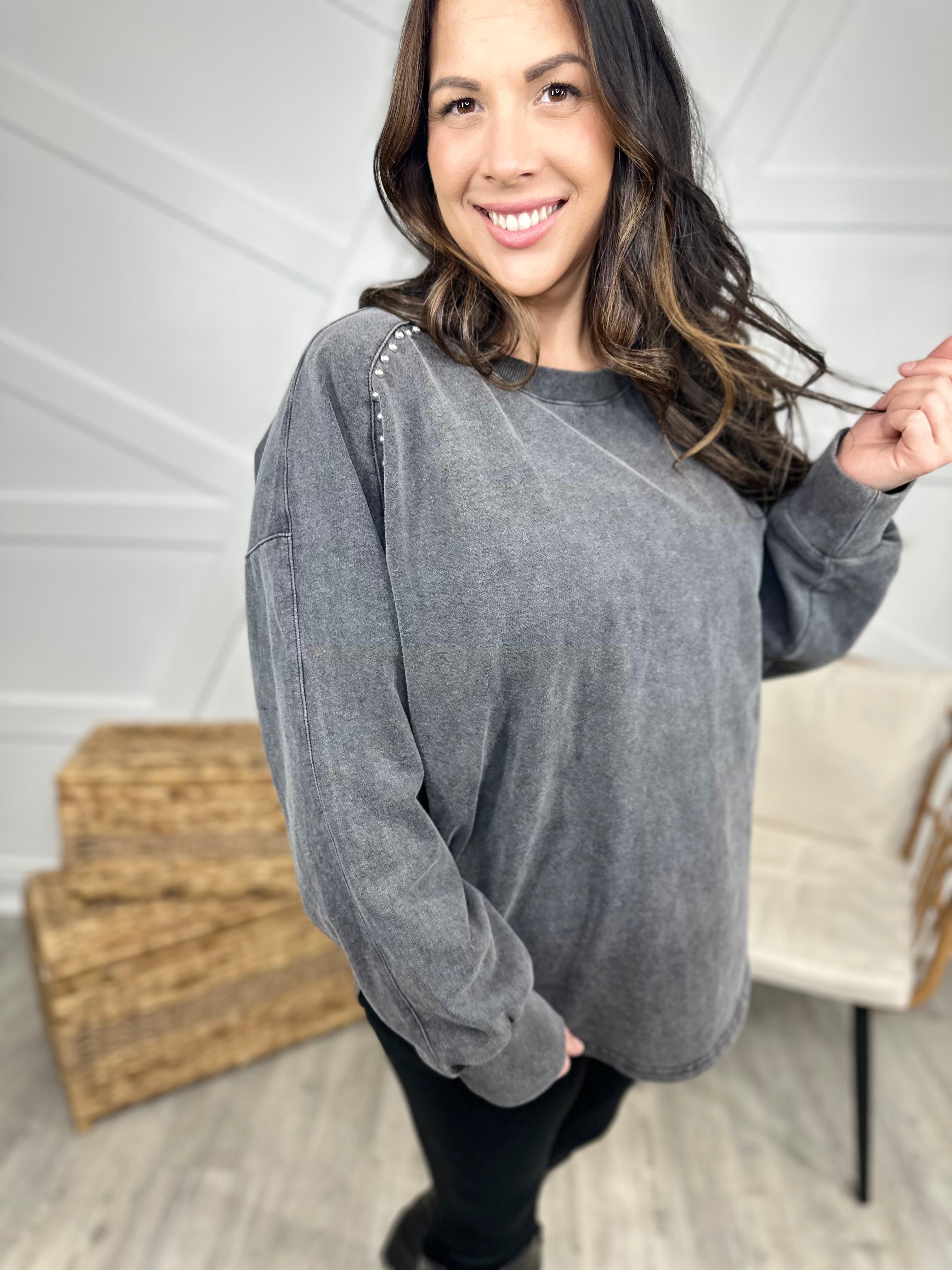 What's the Plan Long Sleeve Top-120 Long Sleeve Tops-White Birch-Heathered Boho Boutique, Women's Fashion and Accessories in Palmetto, FL