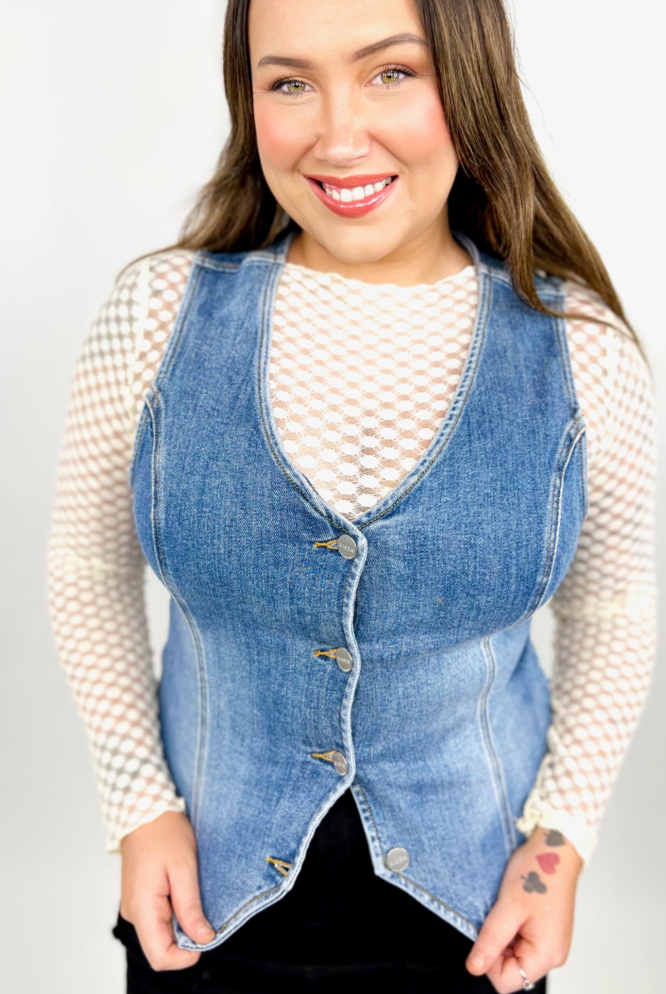 Medium Wash Revolve Button Down Vest by Risen Denim-200 Jackets/Shackets-Risen Jeans-Heathered Boho Boutique, Women's Fashion and Accessories in Palmetto, FL