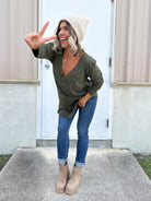 The Free Spirit Side Slit Tee-120 Long Sleeve Tops-Pebby Forevee-Heathered Boho Boutique, Women's Fashion and Accessories in Palmetto, FL