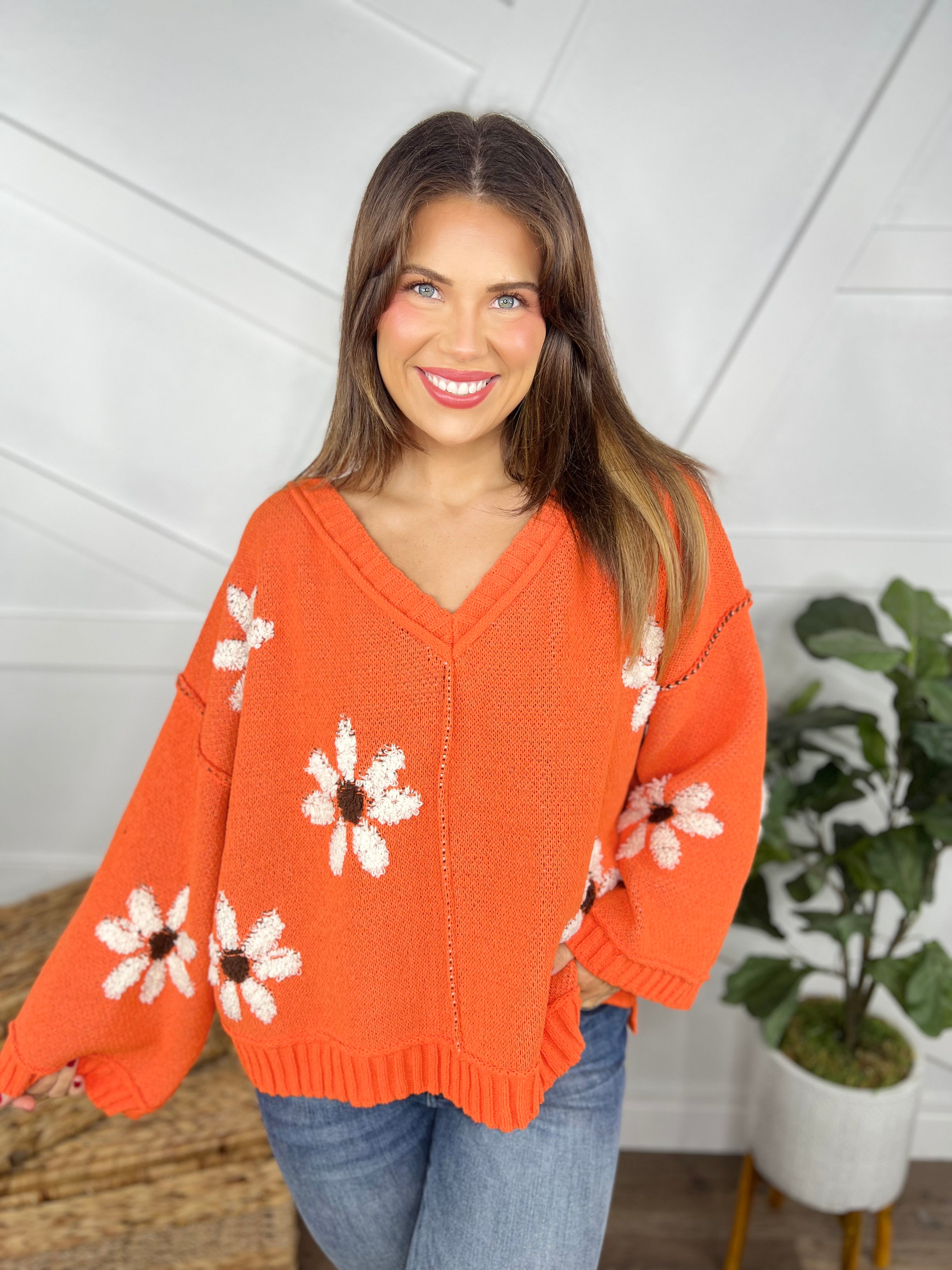 RESTOCK : Blooming Sweater-125 Sweater-Pol-Heathered Boho Boutique, Women's Fashion and Accessories in Palmetto, FL