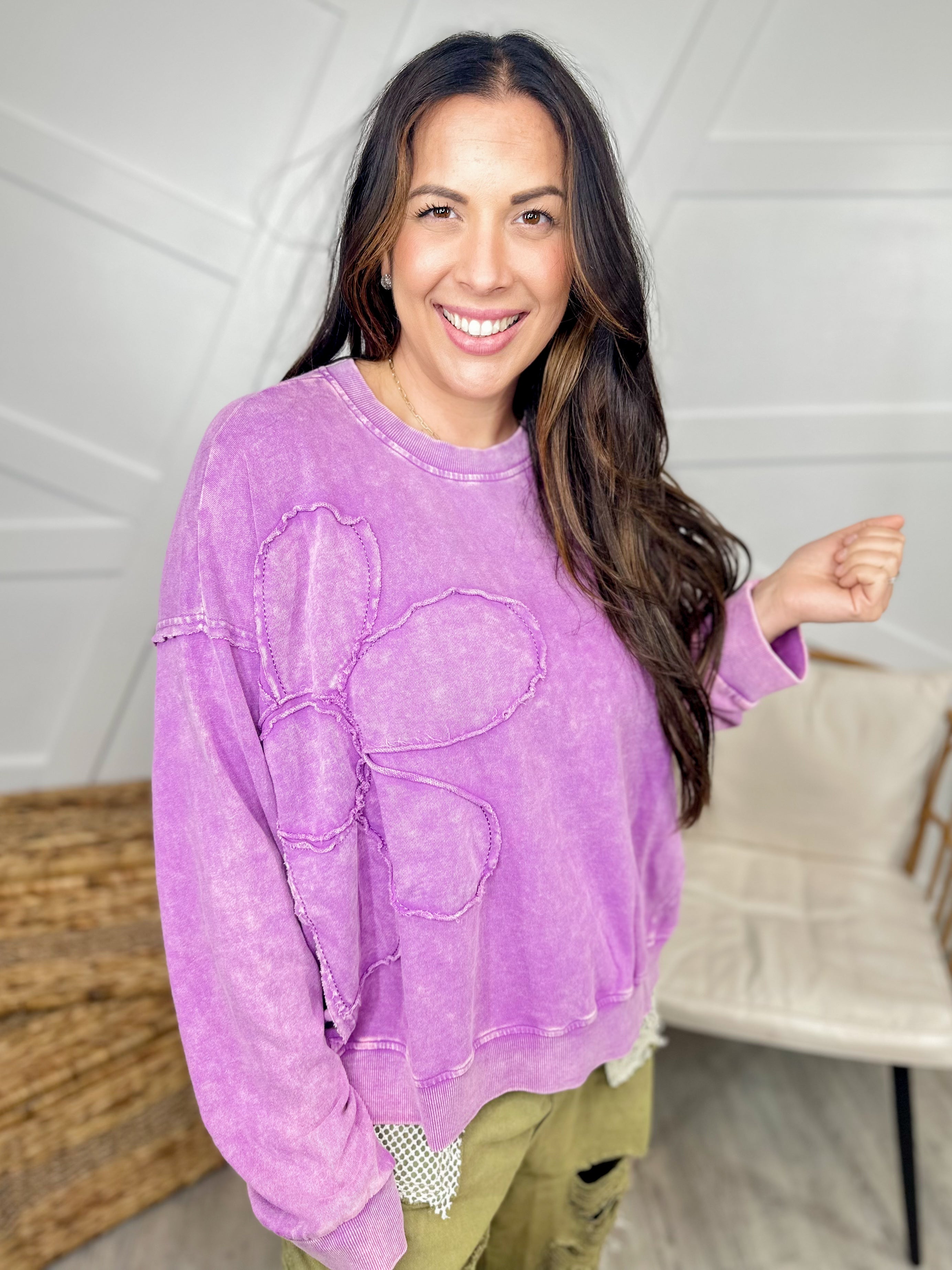 RESTOCK : Waiting to Bloom Top-120 Long Sleeve Tops-Easel-Heathered Boho Boutique, Women's Fashion and Accessories in Palmetto, FL