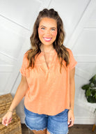 Perfect Day Blouse-110 Short Sleeve Top-Very J-Heathered Boho Boutique, Women's Fashion and Accessories in Palmetto, FL