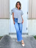 Scalloped & Styled Wide Leg Jeans By Risen-190 JEANS-RISEN-Heathered Boho Boutique, Women's Fashion and Accessories in Palmetto, FL