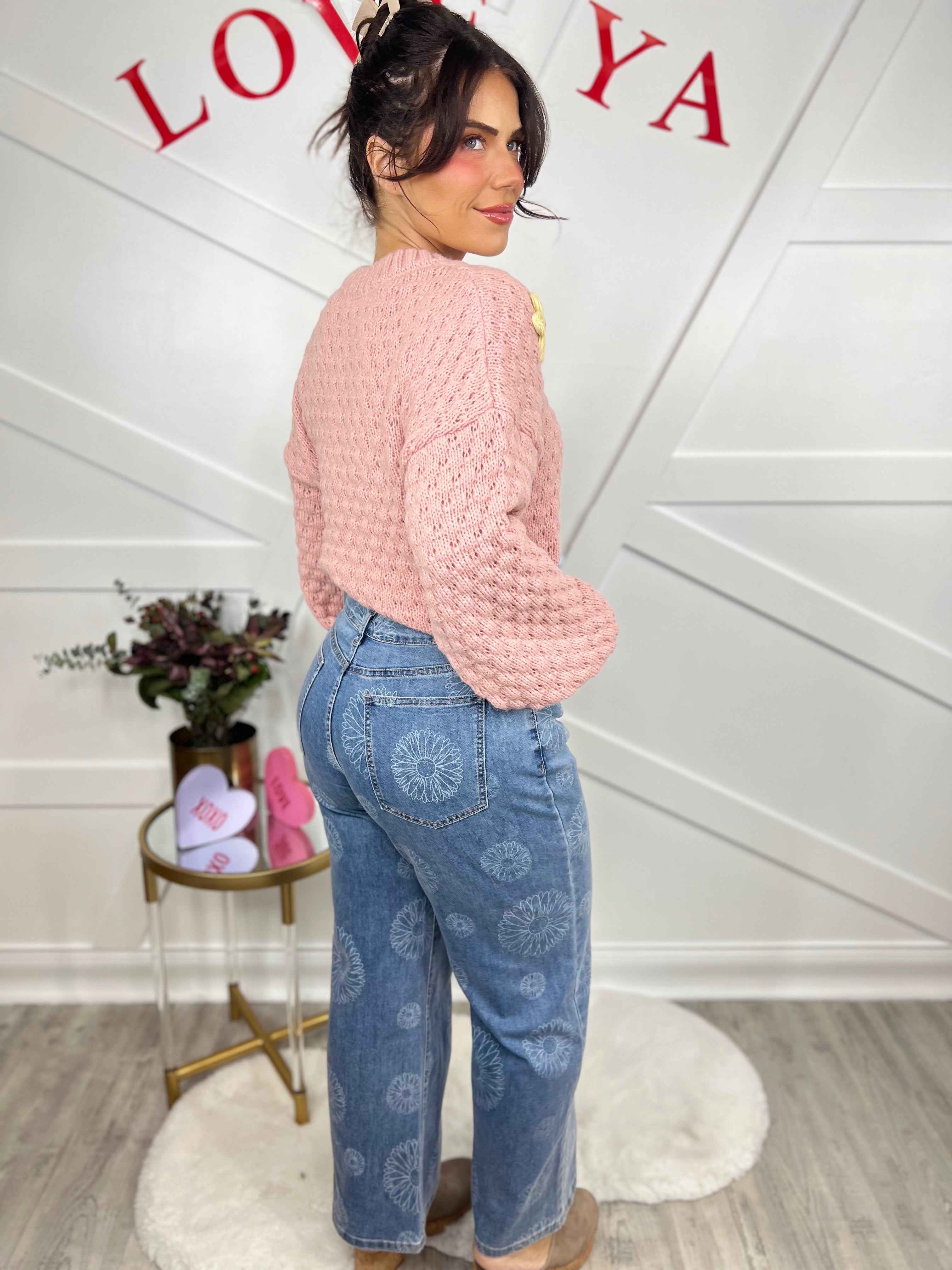 Watch Me Grow Wide Leg Pants-150 PANTS-Easel-Heathered Boho Boutique, Women's Fashion and Accessories in Palmetto, FL