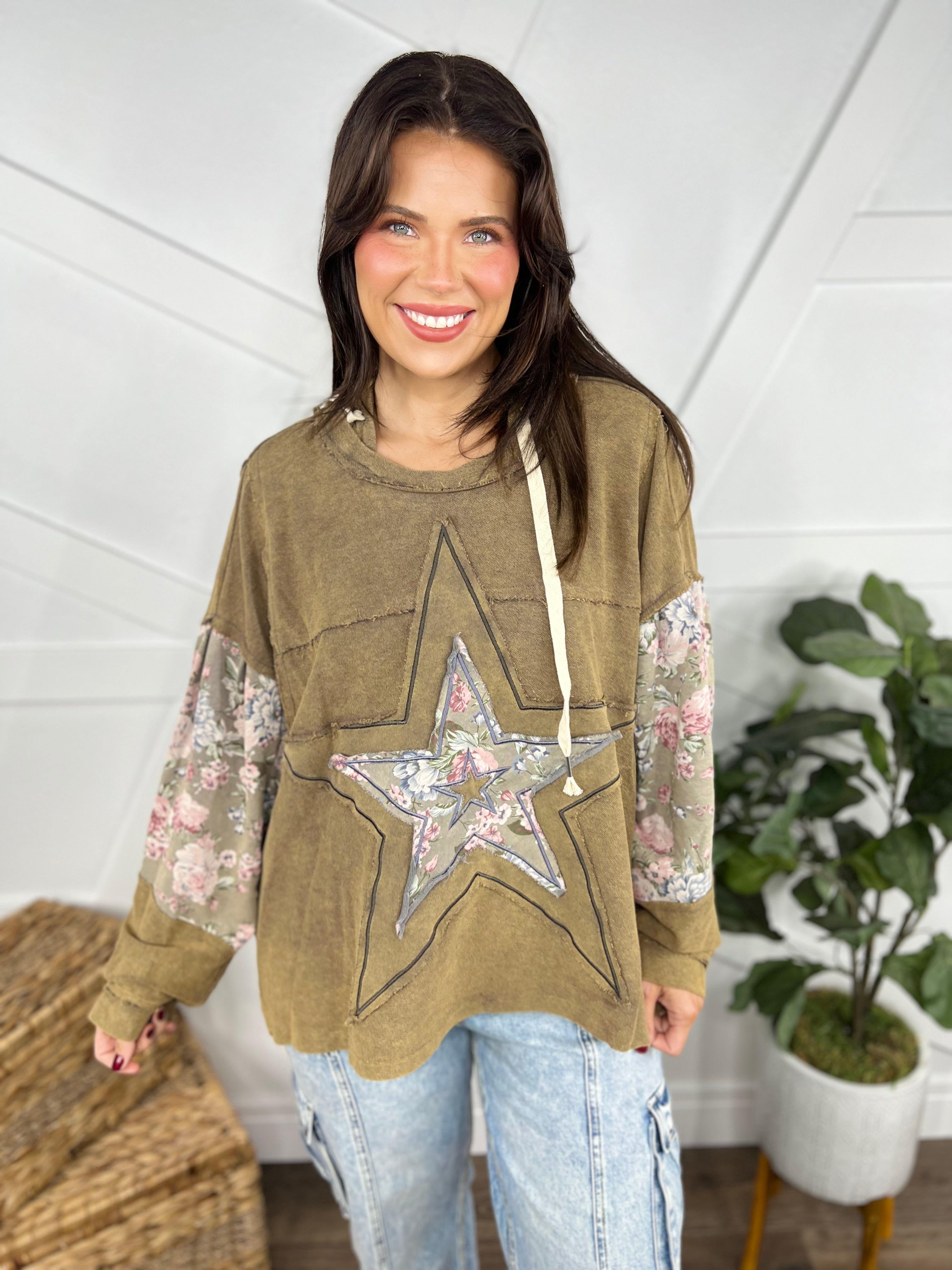 Starburst Hoodie-210 Hoodies-Pol-Heathered Boho Boutique, Women's Fashion and Accessories in Palmetto, FL