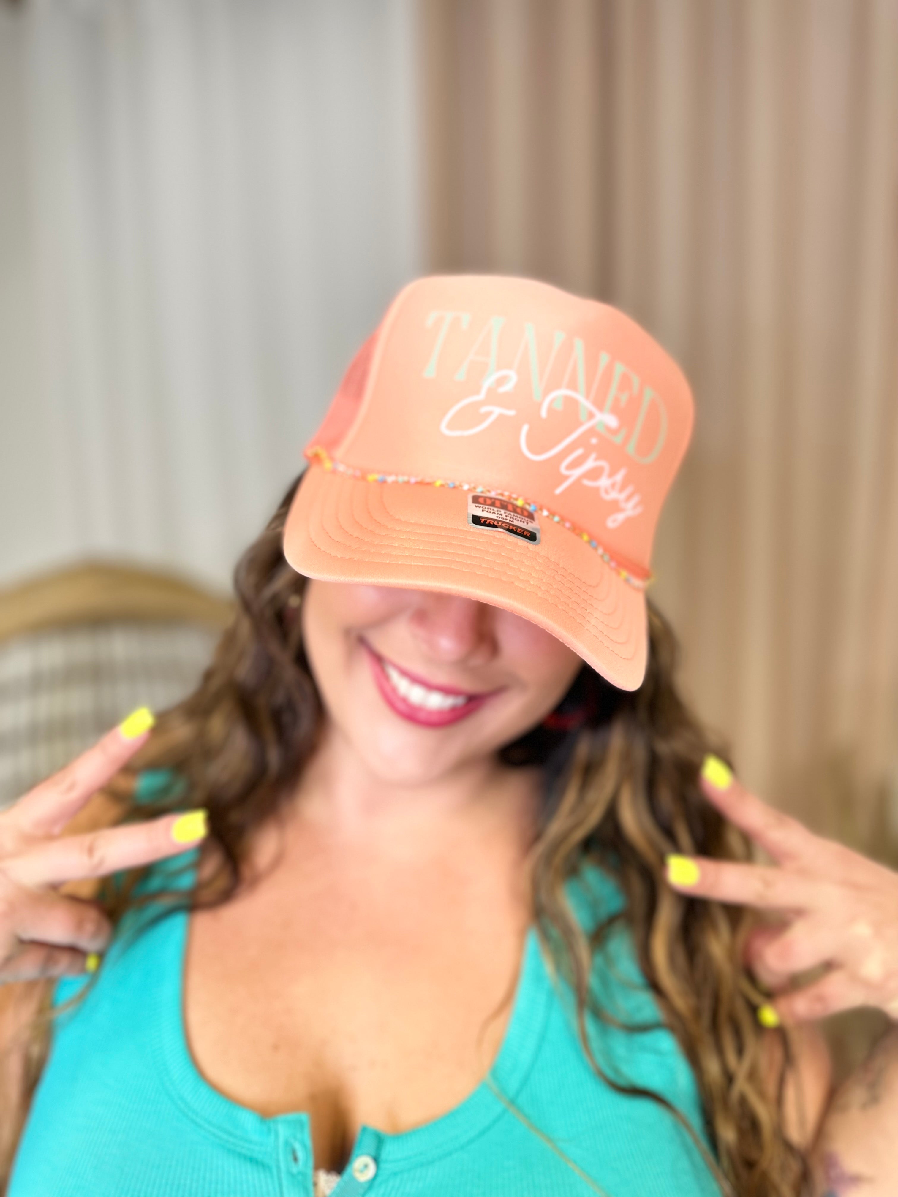 Tanned & Tipsy Trucker Hat-330 Headwear-Summer Tees-Heathered Boho Boutique, Women's Fashion and Accessories in Palmetto, FL