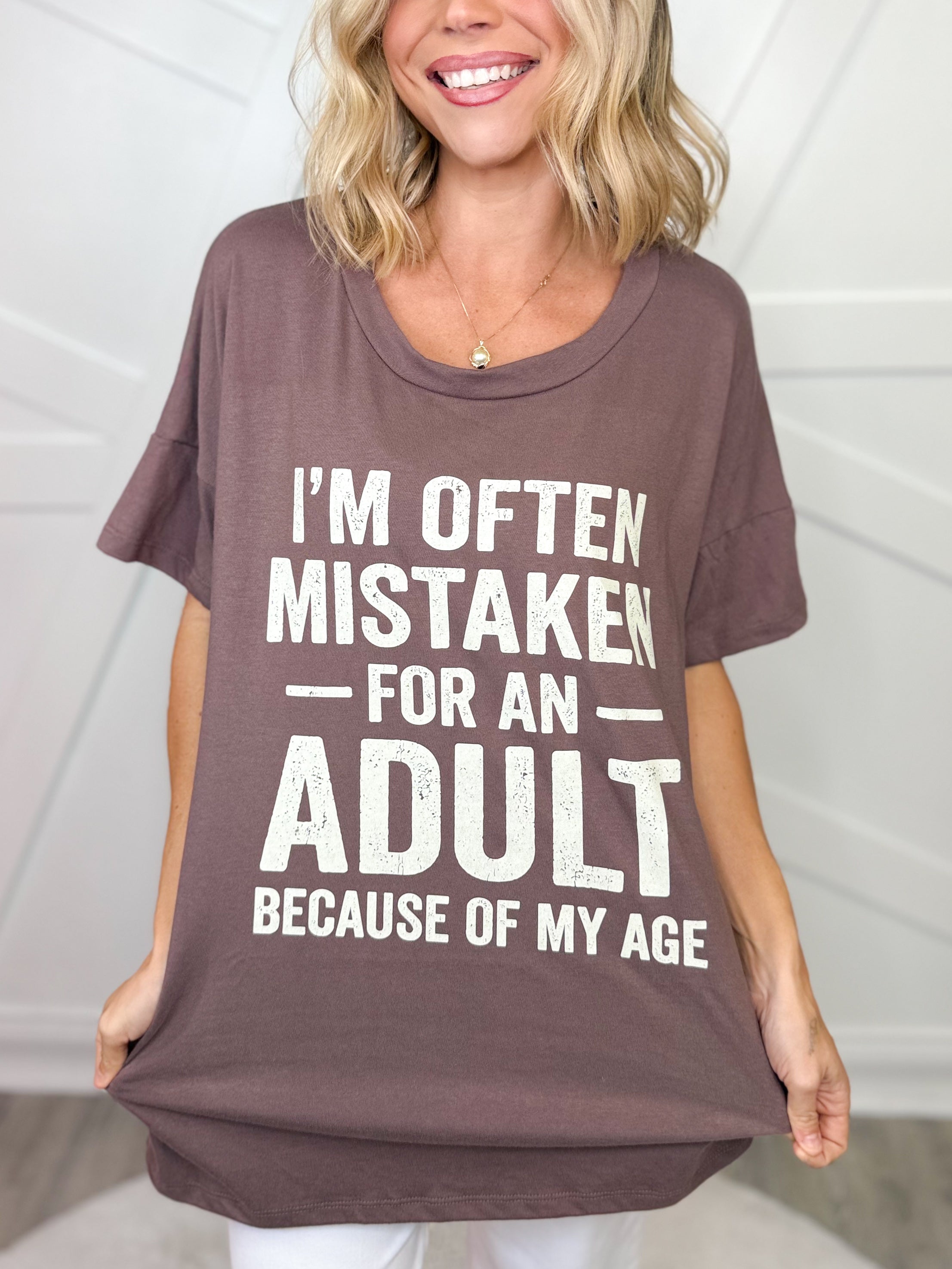 The Ex - Mistaken for an Adult Graphic Tee-130 Graphic Tees-Heathered Boho-Heathered Boho Boutique, Women's Fashion and Accessories in Palmetto, FL