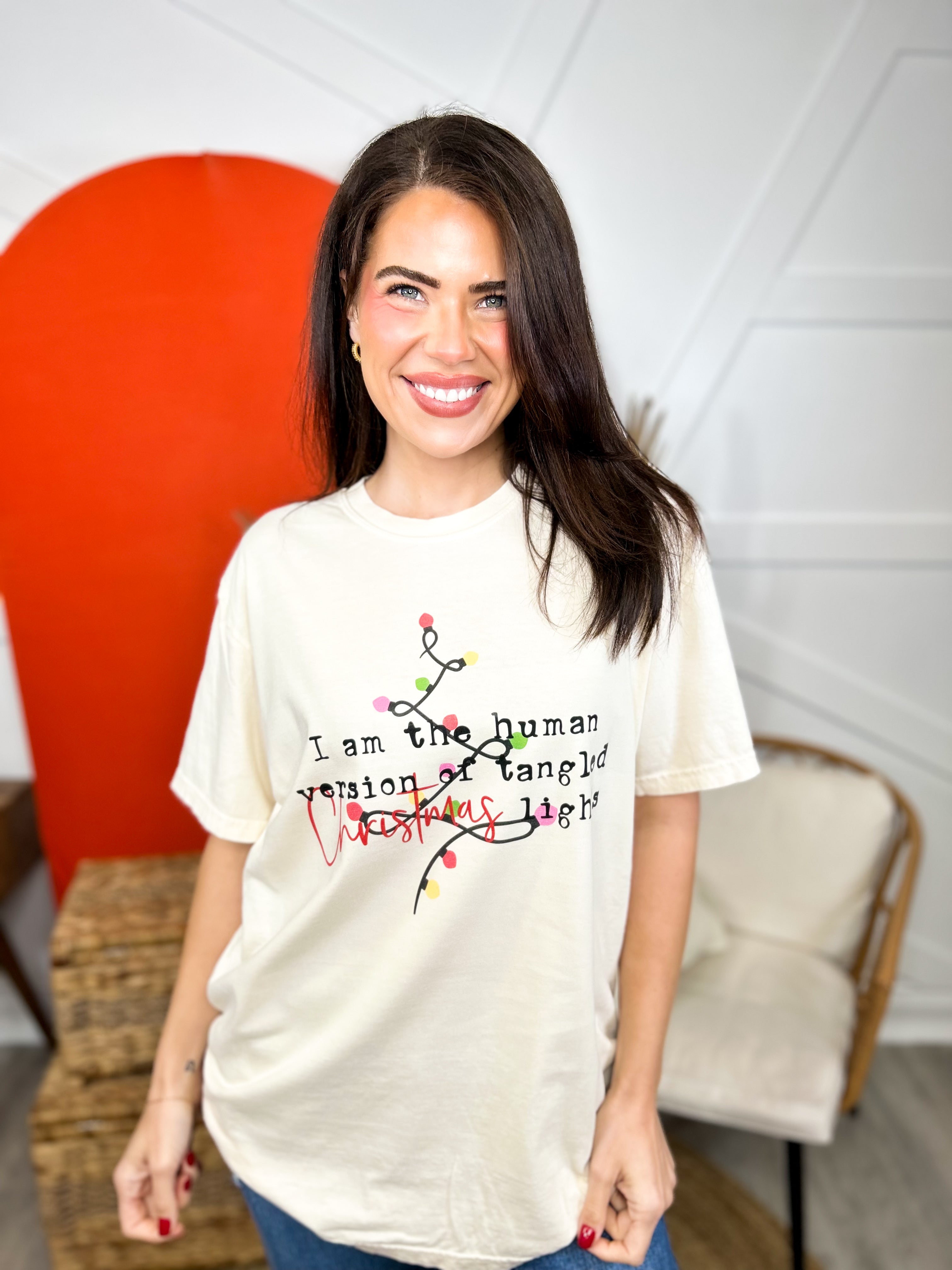 Tangled Lights Graphic Tee-130 Graphic Tees-Heathered Boho-Heathered Boho Boutique, Women's Fashion and Accessories in Palmetto, FL
