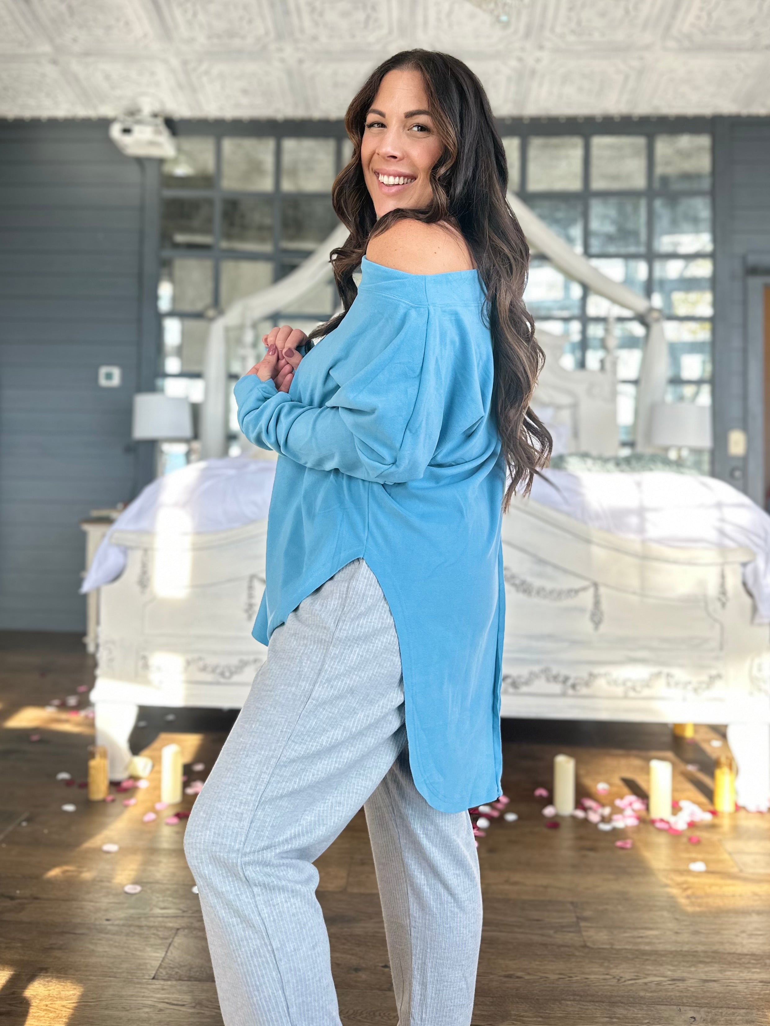 Zoey Athleisure Top-120 Long Sleeve Tops-Blakeley-Heathered Boho Boutique, Women's Fashion and Accessories in Palmetto, FL