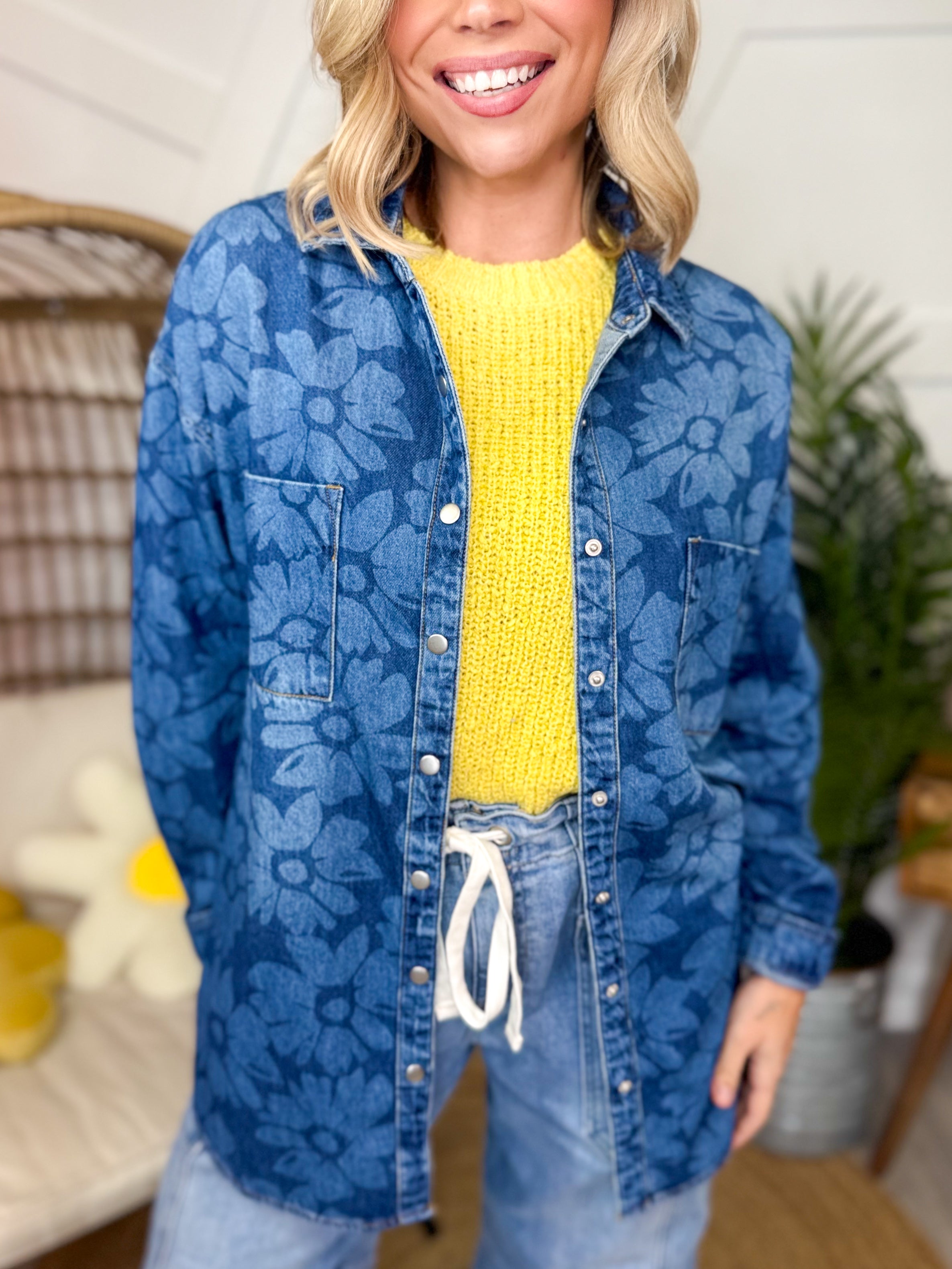 Wildflower Shacket by Risen-200 Jackets/Shackets-Risen Jeans-Heathered Boho Boutique, Women's Fashion and Accessories in Palmetto, FL