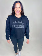 Raising Ballers Sweatshirt-120 Long Sleeve Tops-Southern Grace-Heathered Boho Boutique, Women's Fashion and Accessories in Palmetto, FL