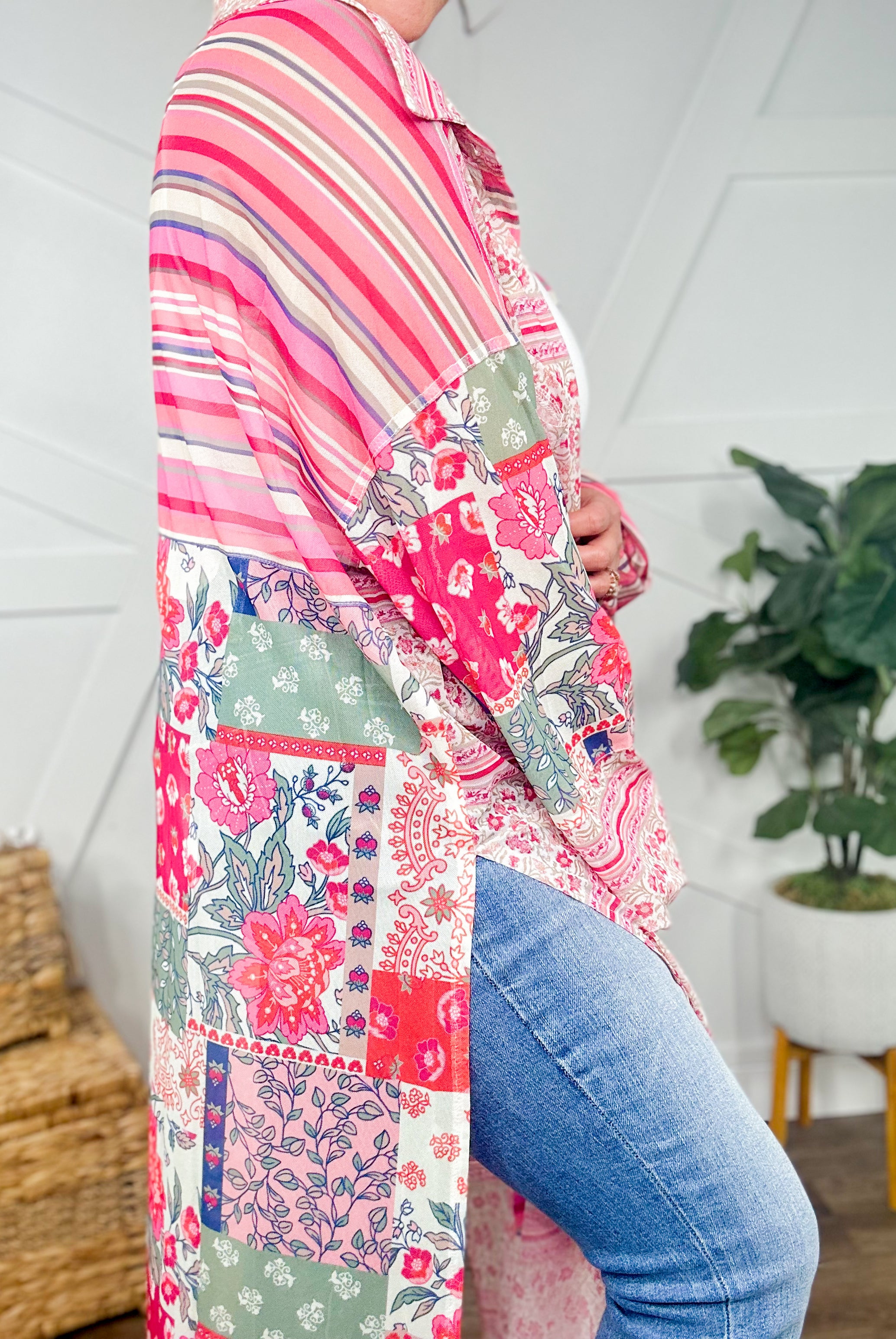 Adoring Florals Maxi Shirt Cover Up-220 Cardigans/ Kimonos-Davi & Dani-Heathered Boho Boutique, Women's Fashion and Accessories in Palmetto, FL