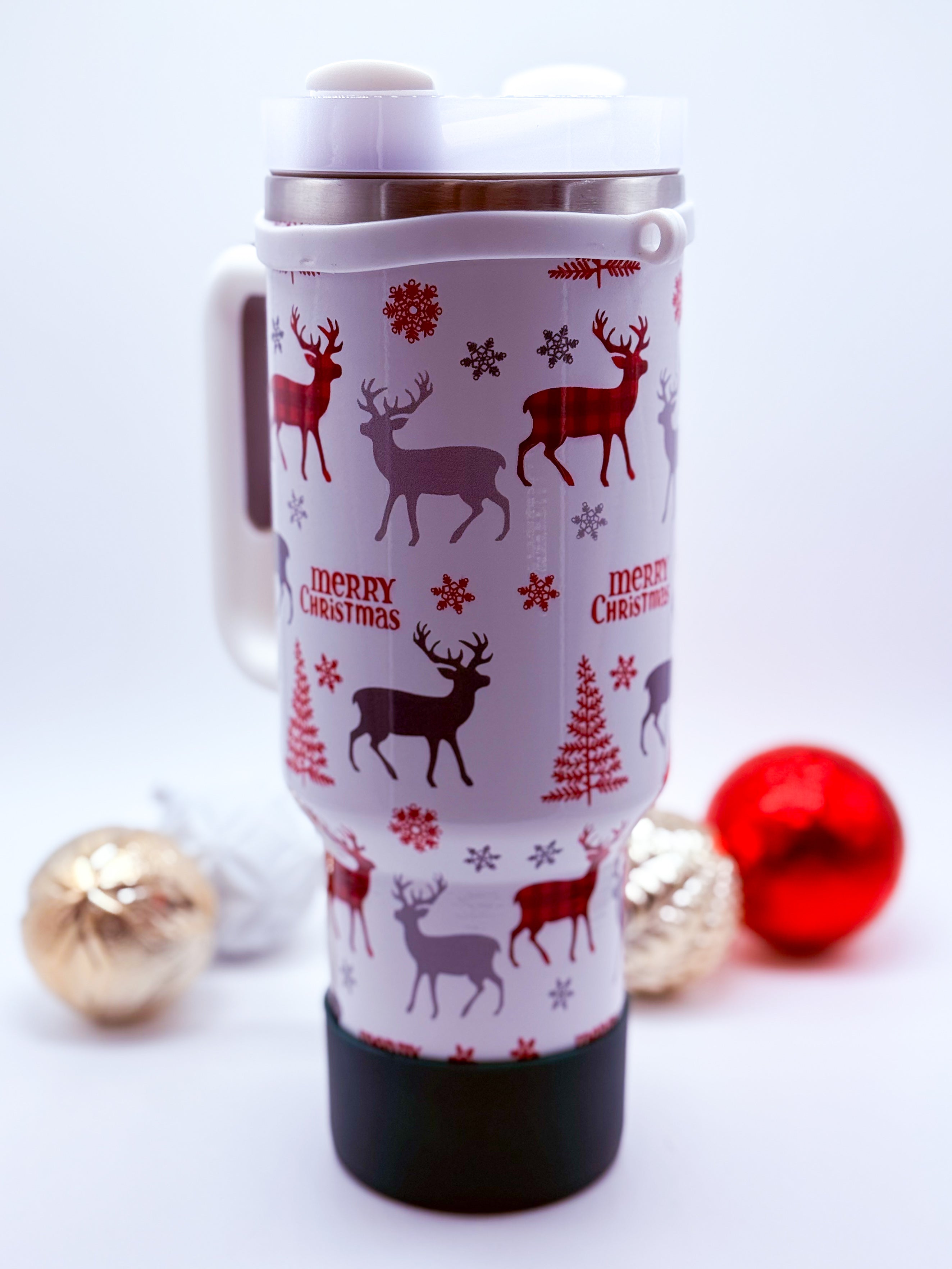 40oz Winter Reindeer Tumbler-340 Other Accessories-Nima Accessories Inc-Heathered Boho Boutique, Women's Fashion and Accessories in Palmetto, FL