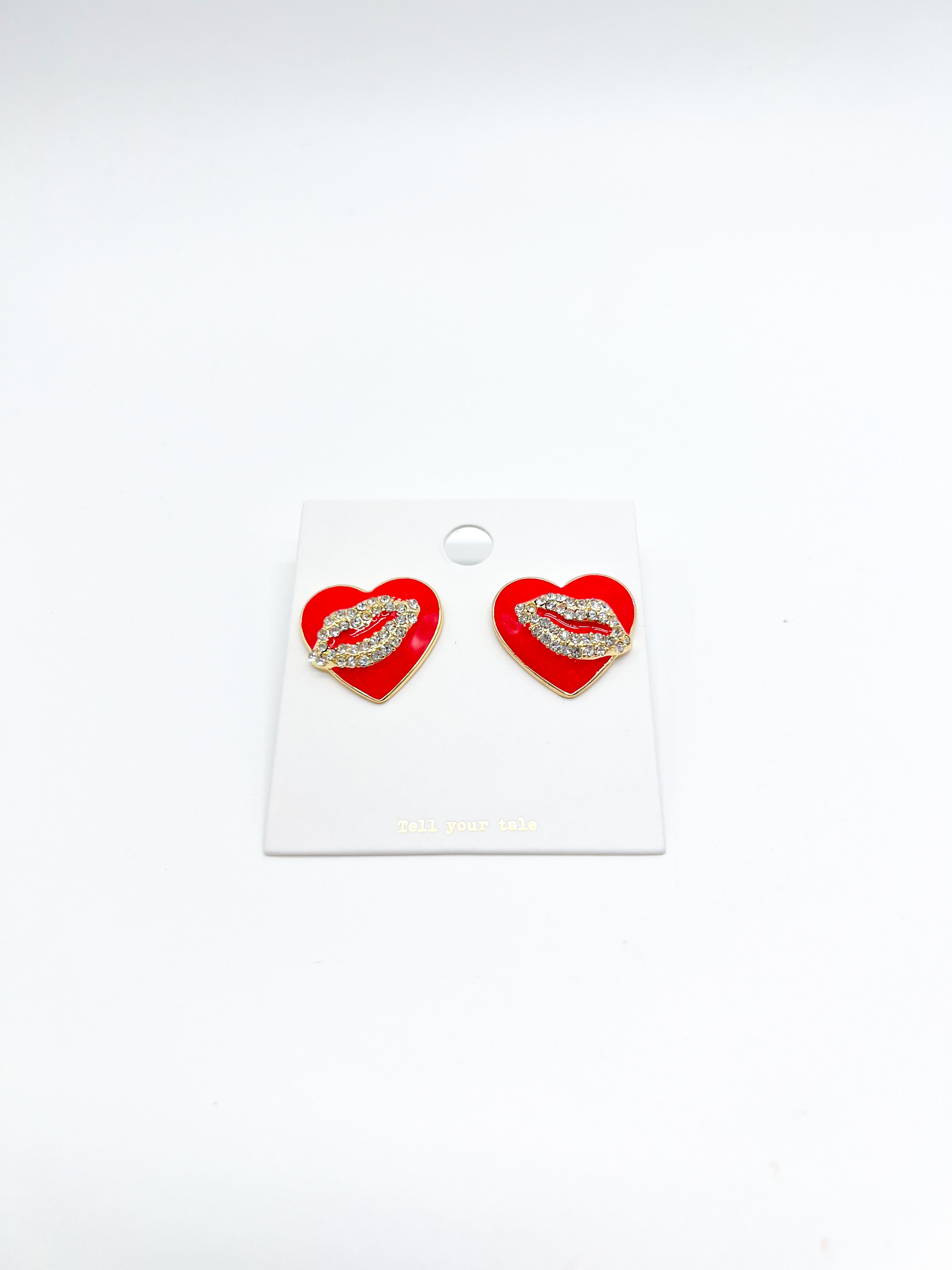 Loving Lips Pave Earrings-310 Jewelry-Leemode-Heathered Boho Boutique, Women's Fashion and Accessories in Palmetto, FL