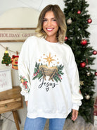 O' Holy Night Nativity Graphic Sweatshirt-130 Graphic Tees-Heathered Boho-Heathered Boho Boutique, Women's Fashion and Accessories in Palmetto, FL