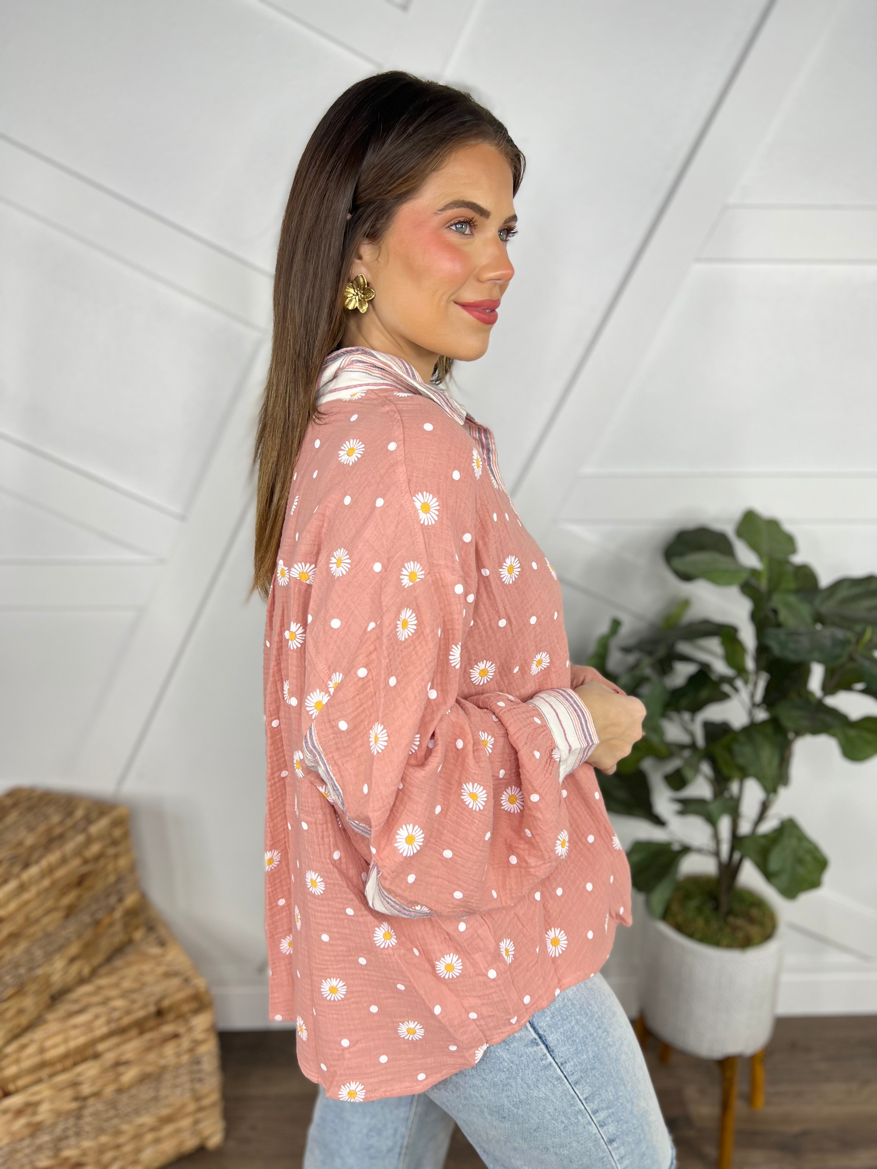 Upsy Daisy Button Down-400 Takeover/Pre-Order-Easel-Heathered Boho Boutique, Women's Fashion and Accessories in Palmetto, FL