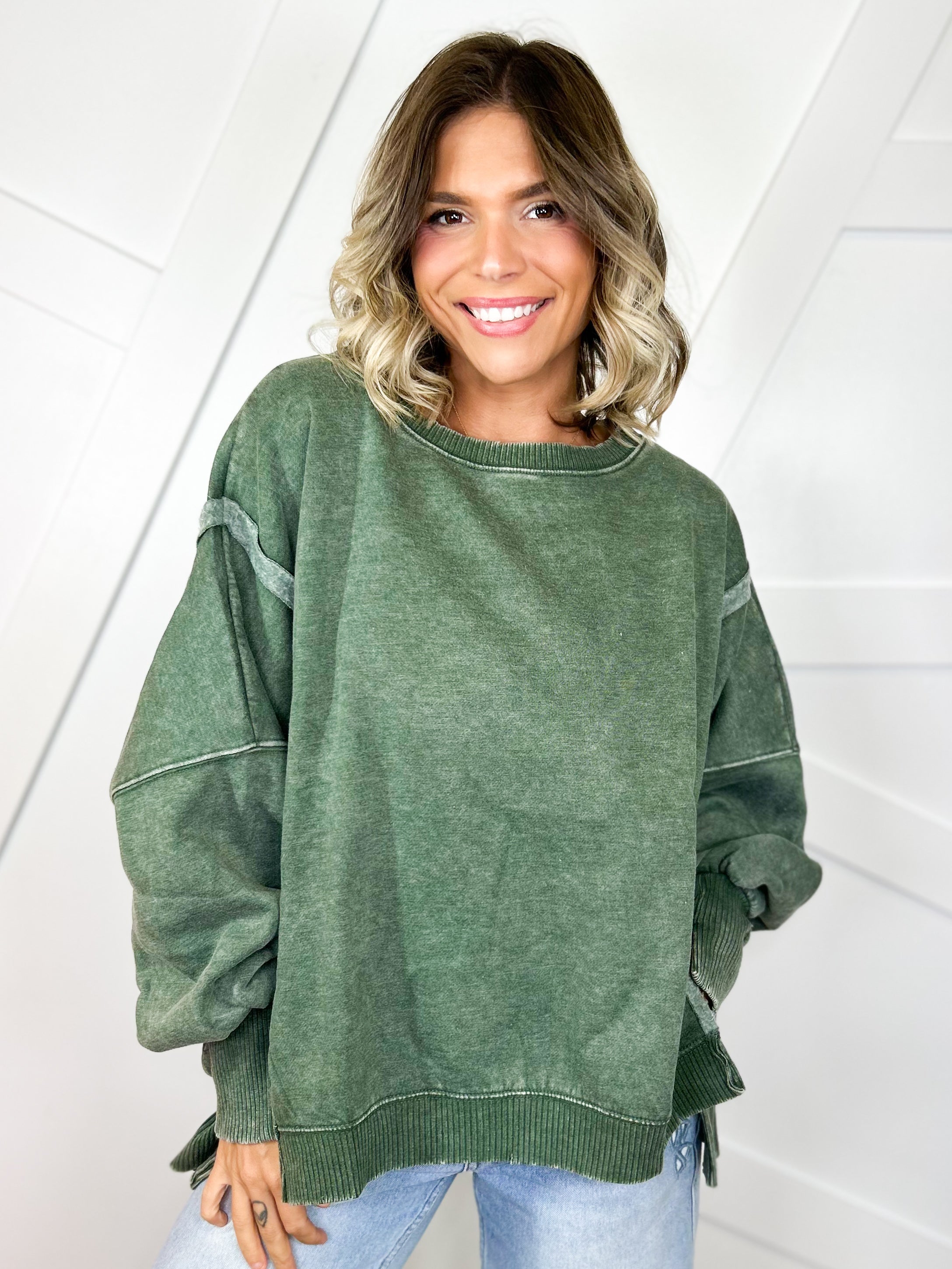 The Lived-In Luxe Pullover-125 SWEATER-ZENANA-Heathered Boho Boutique, Women's Fashion and Accessories in Palmetto, FL