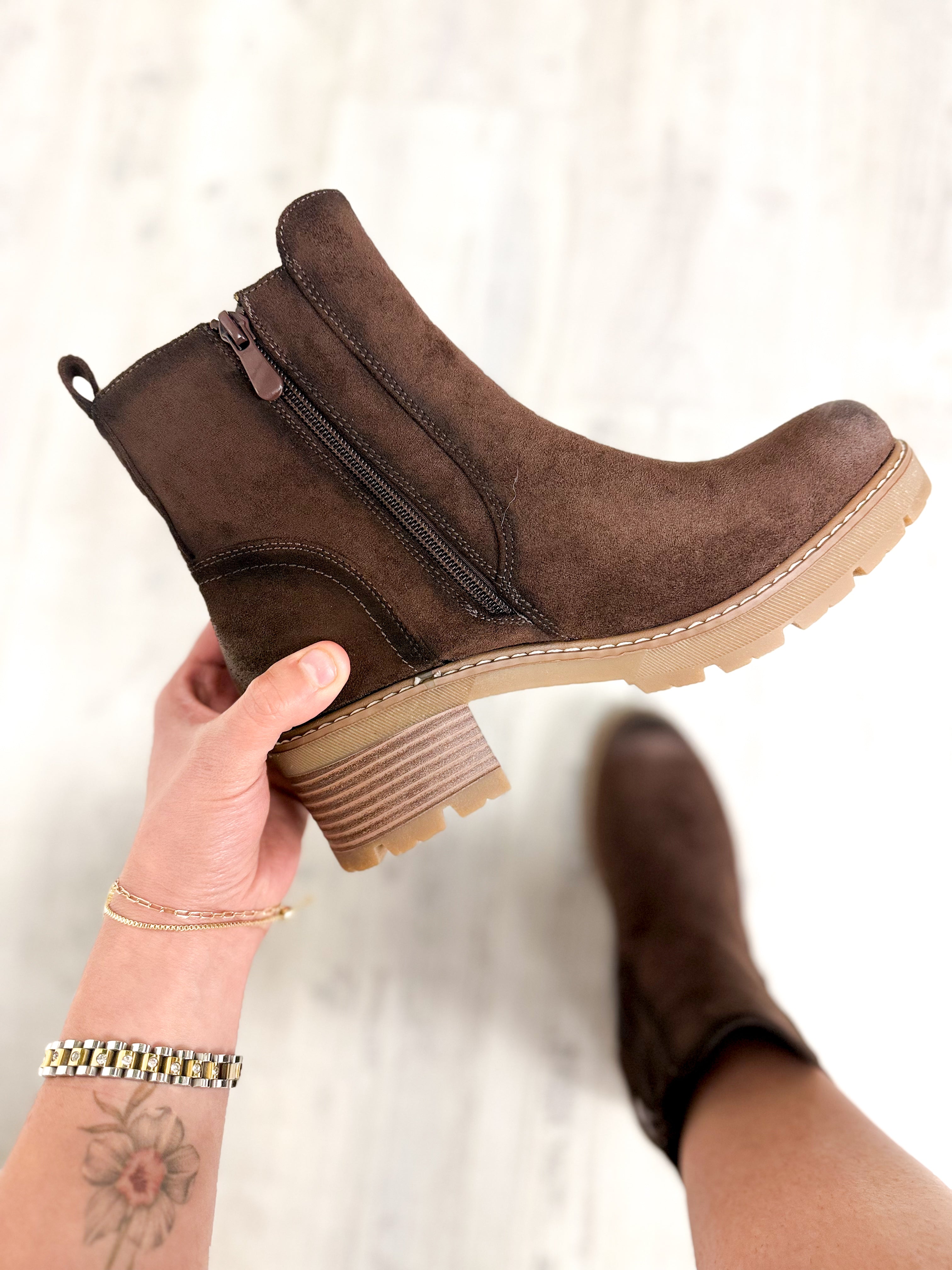 Everlee Boots - Brown Suede-350 SHOES-OLEM SHOE-Heathered Boho Boutique, Women's Fashion and Accessories in Palmetto, FL