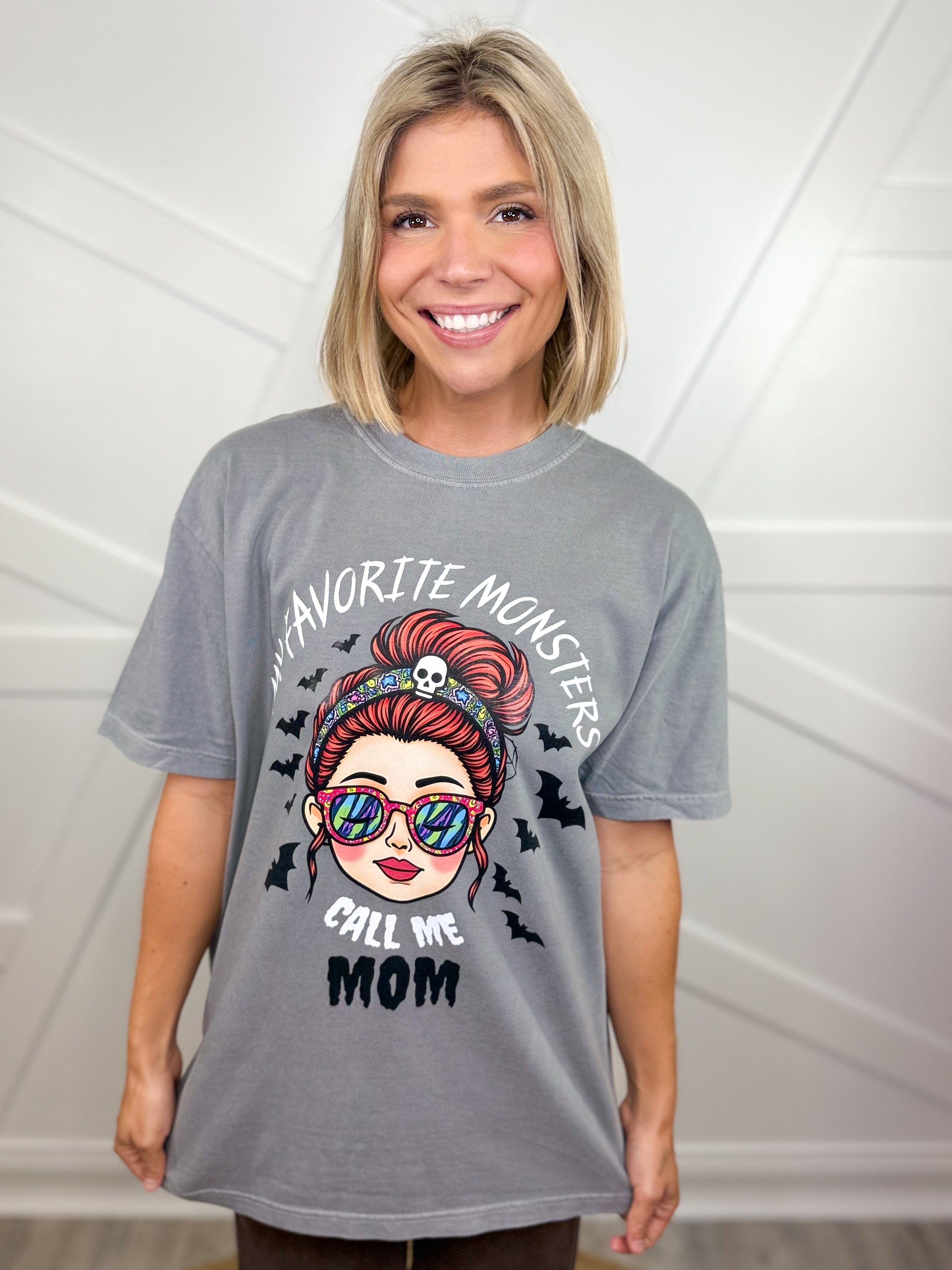 My Favorite Monsters Graphic Tee-130 Graphic Tees-Heathered Boho-Heathered Boho Boutique, Women's Fashion and Accessories in Palmetto, FL