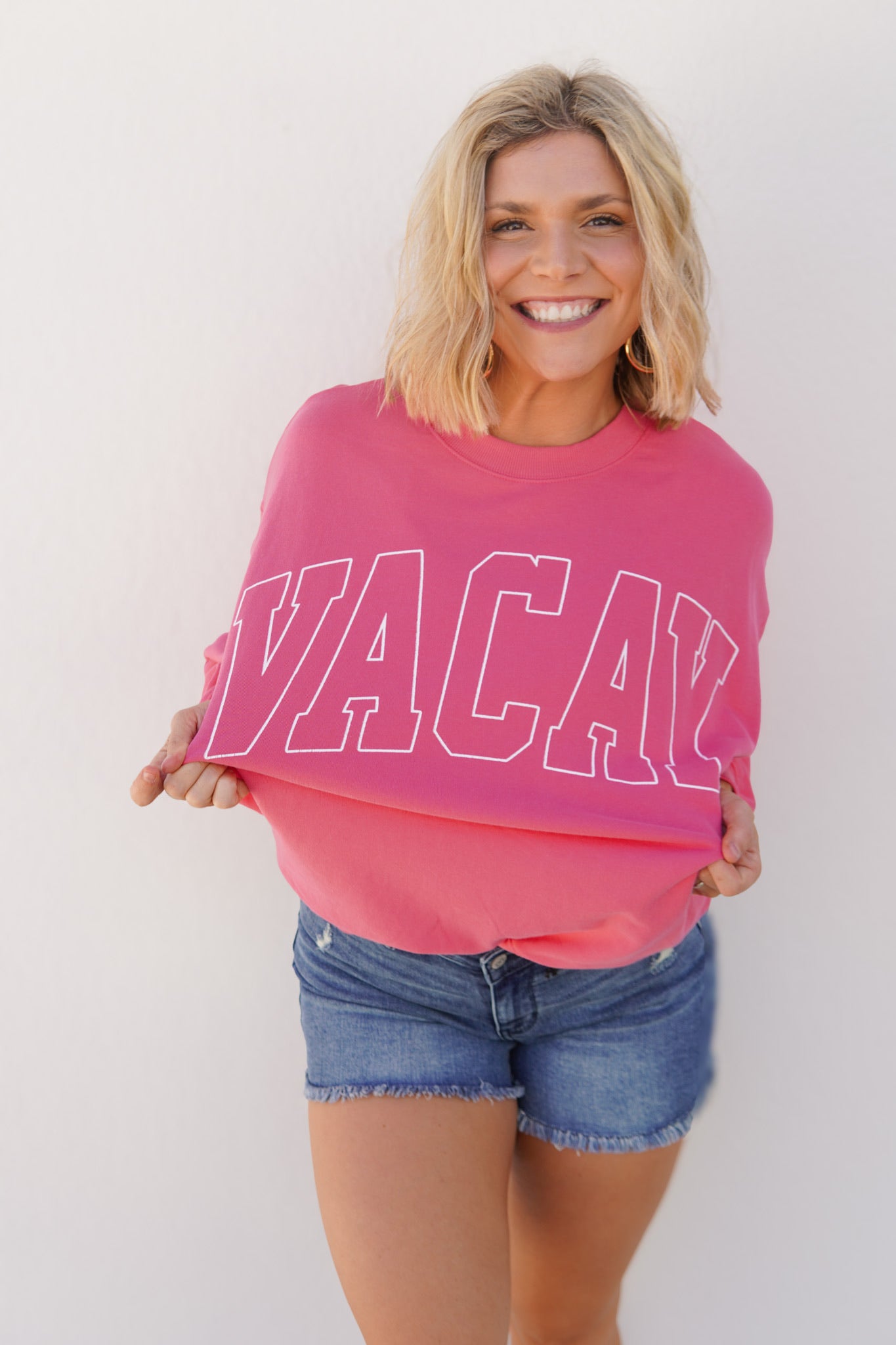 Vacay Sweatshirt-120 Long Sleeve Tops-TRES BIEN-Heathered Boho Boutique, Women's Fashion and Accessories in Palmetto, FL