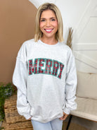 MERRY Graphic Sweatshirt-130 Graphic Tees-Heathered Boho-Heathered Boho Boutique, Women's Fashion and Accessories in Palmetto, FL