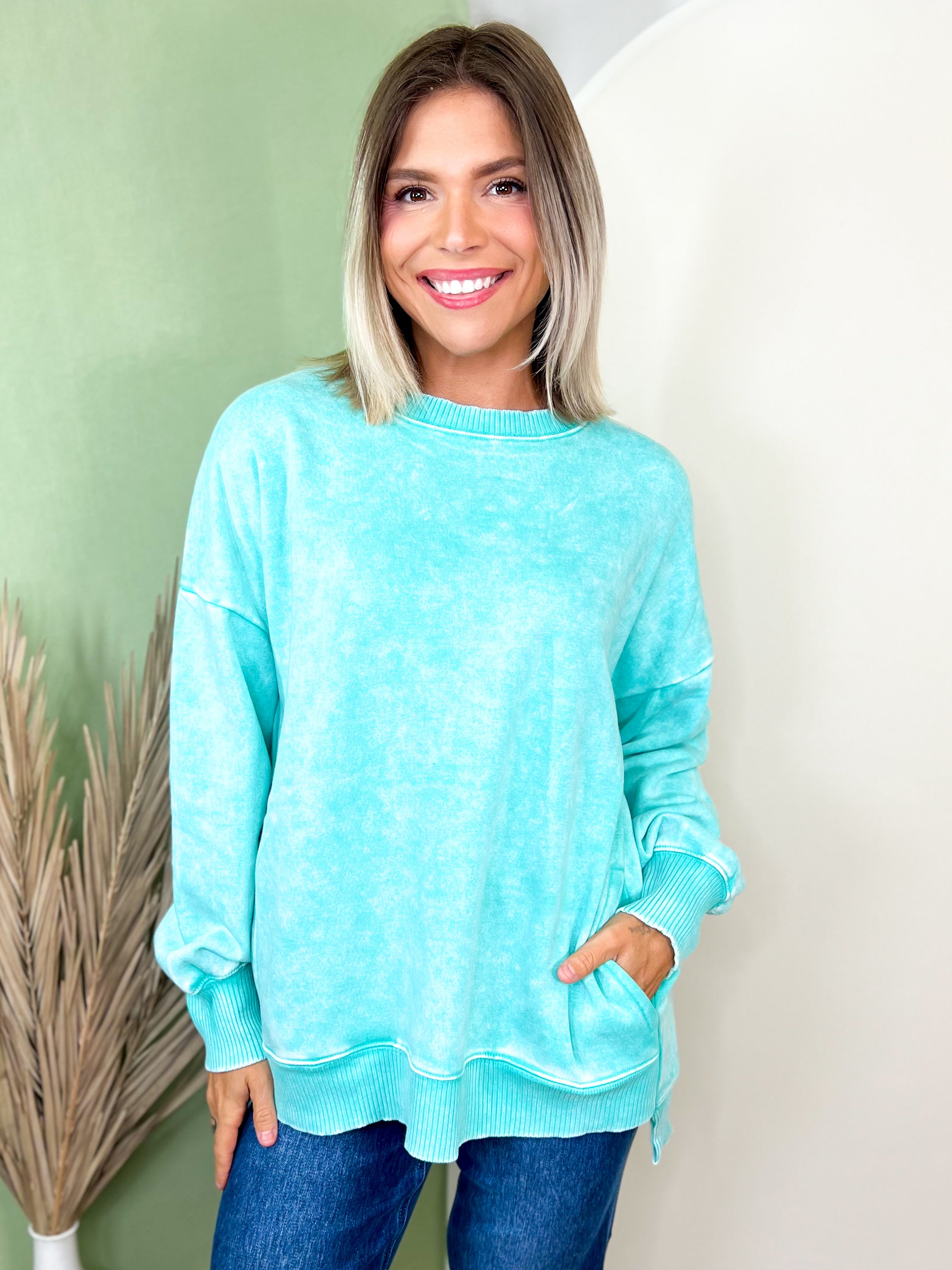 Restock: Picked Just for You Pullover-120 LONG SLEEVE TOPS-ZENANA-Heathered Boho Boutique, Women's Fashion and Accessories in Palmetto, FL