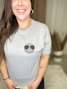 Overstimulated Mom Smiley Graphic Tee-130 Graphic Tees-Heathered Boho-Heathered Boho Boutique, Women's Fashion and Accessories in Palmetto, FL