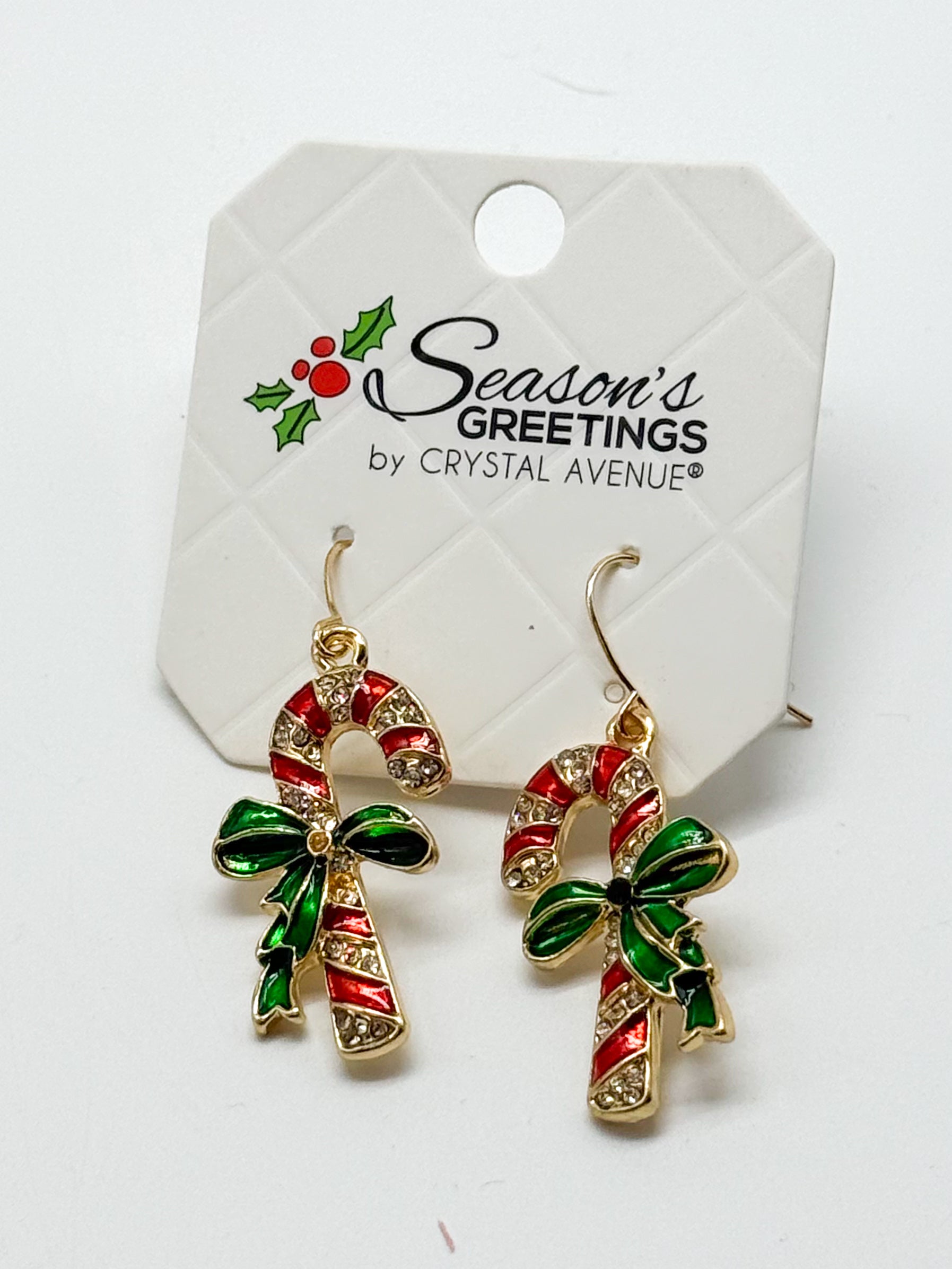 Candy Cane Earrings-310 Jewelry-RM Manufacturing-Heathered Boho Boutique, Women's Fashion and Accessories in Palmetto, FL