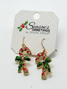 Candy Cane Earrings-310 Jewelry-RM Manufacturing-Heathered Boho Boutique, Women's Fashion and Accessories in Palmetto, FL
