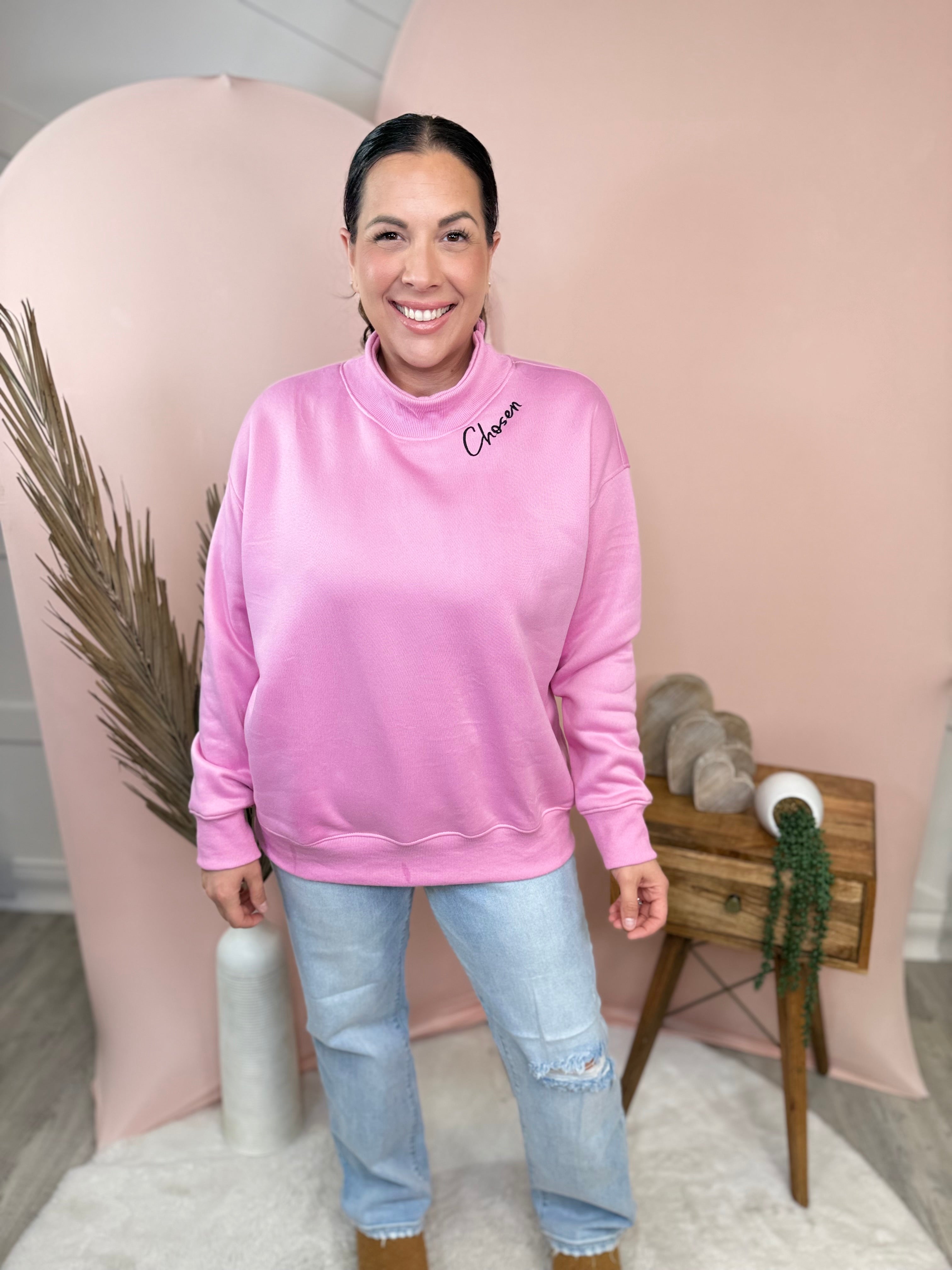 Chosen Cloud Embroidered Sweatshirt-125 Sweater-Heathered Boho-Heathered Boho Boutique, Women's Fashion and Accessories in Palmetto, FL