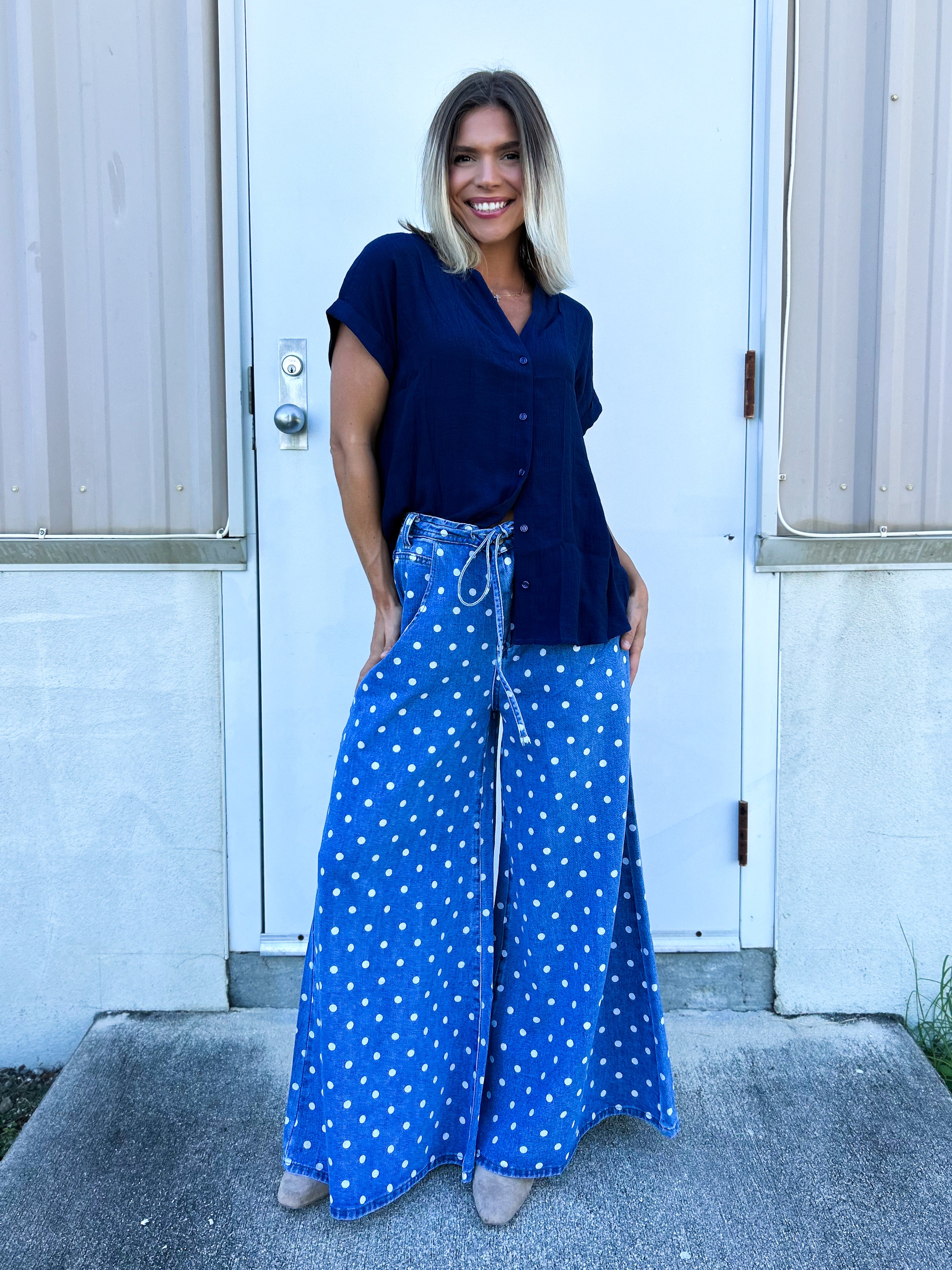 The Dot & Darling Palazzo Jeans-190 JEANS-STITCH & CO-Heathered Boho Boutique, Women's Fashion and Accessories in Palmetto, FL