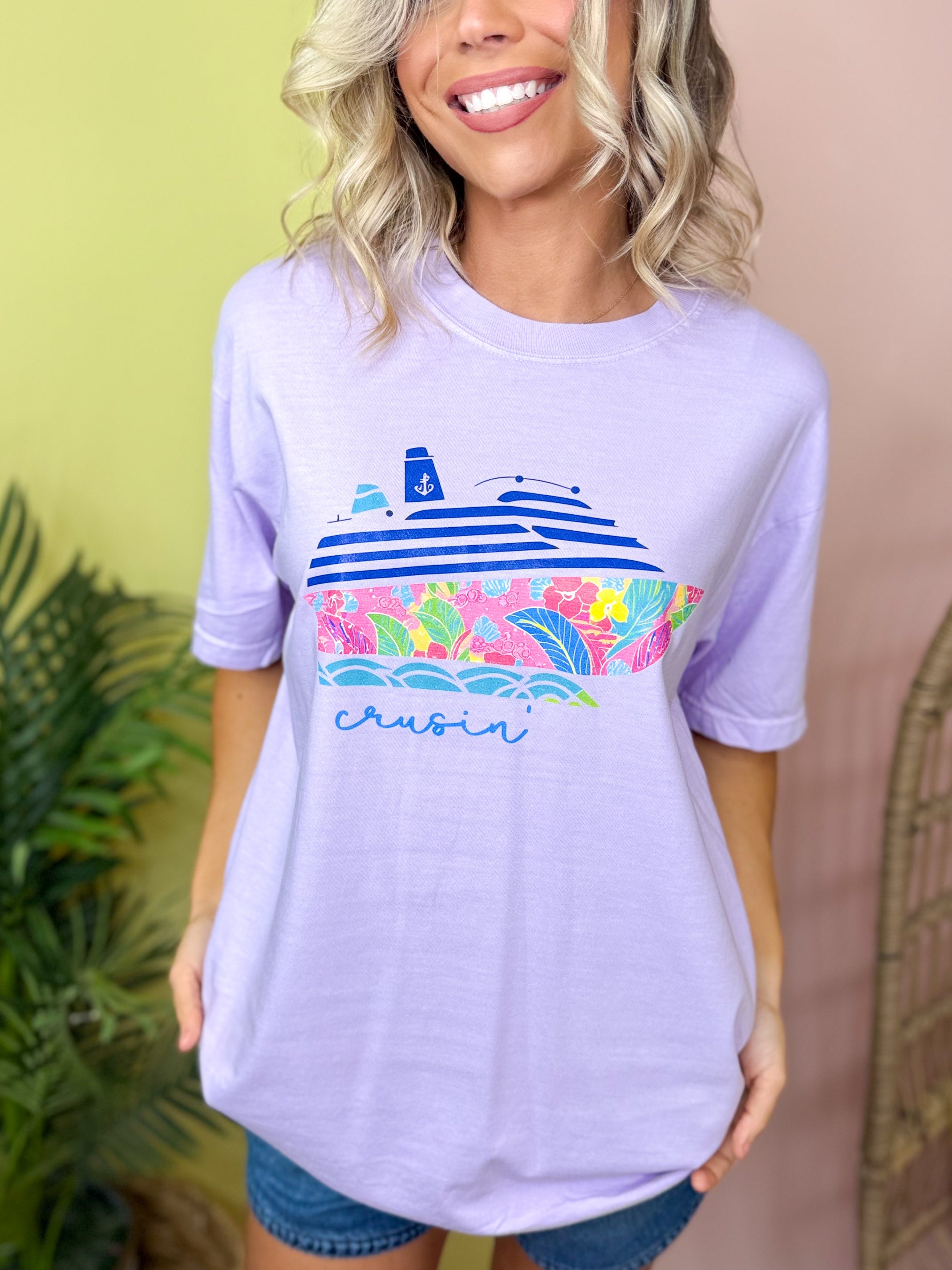 Crusin' Graphic Tee-130 Graphic Tees-Heathered Boho-Heathered Boho Boutique, Women's Fashion and Accessories in Palmetto, FL