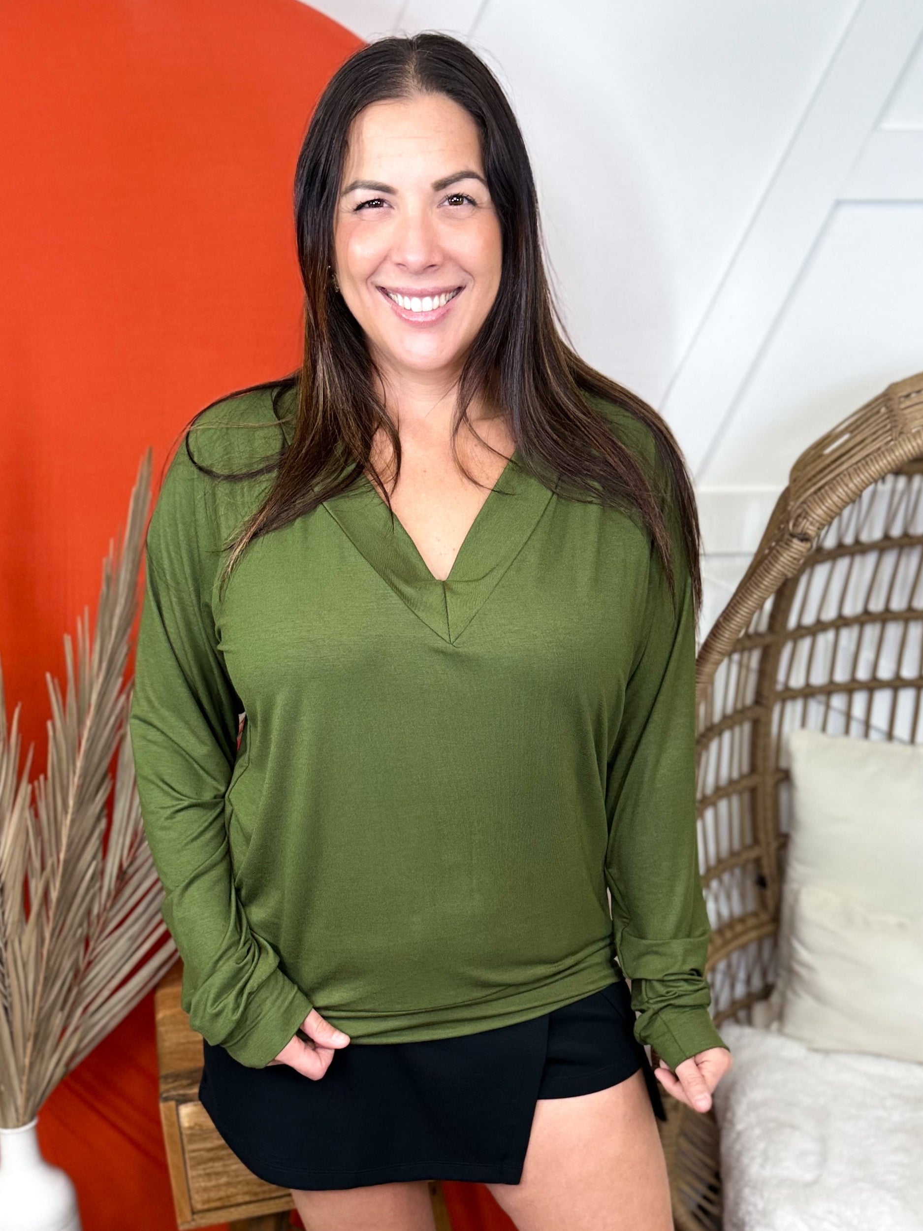 Bestie Long Sleeve Top - Olive-120 LONG SLEEVE TOPS-Timeless Threads-Heathered Boho Boutique, Women's Fashion and Accessories in Palmetto, FL