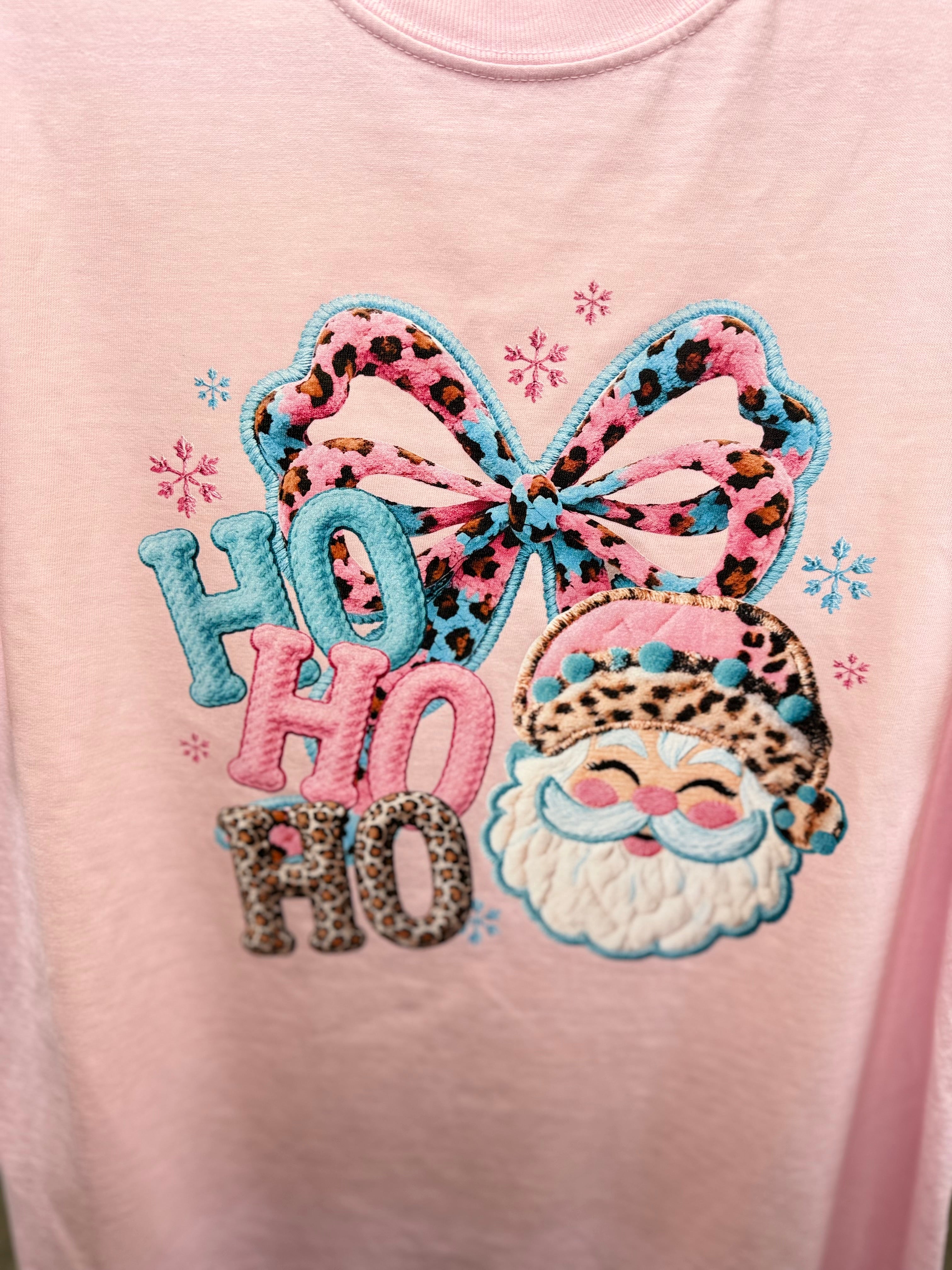 HOHOHO Leopard Santa Graphic Shirt-125 Sweater-Heathered Boho-Heathered Boho Boutique, Women's Fashion and Accessories in Palmetto, FL