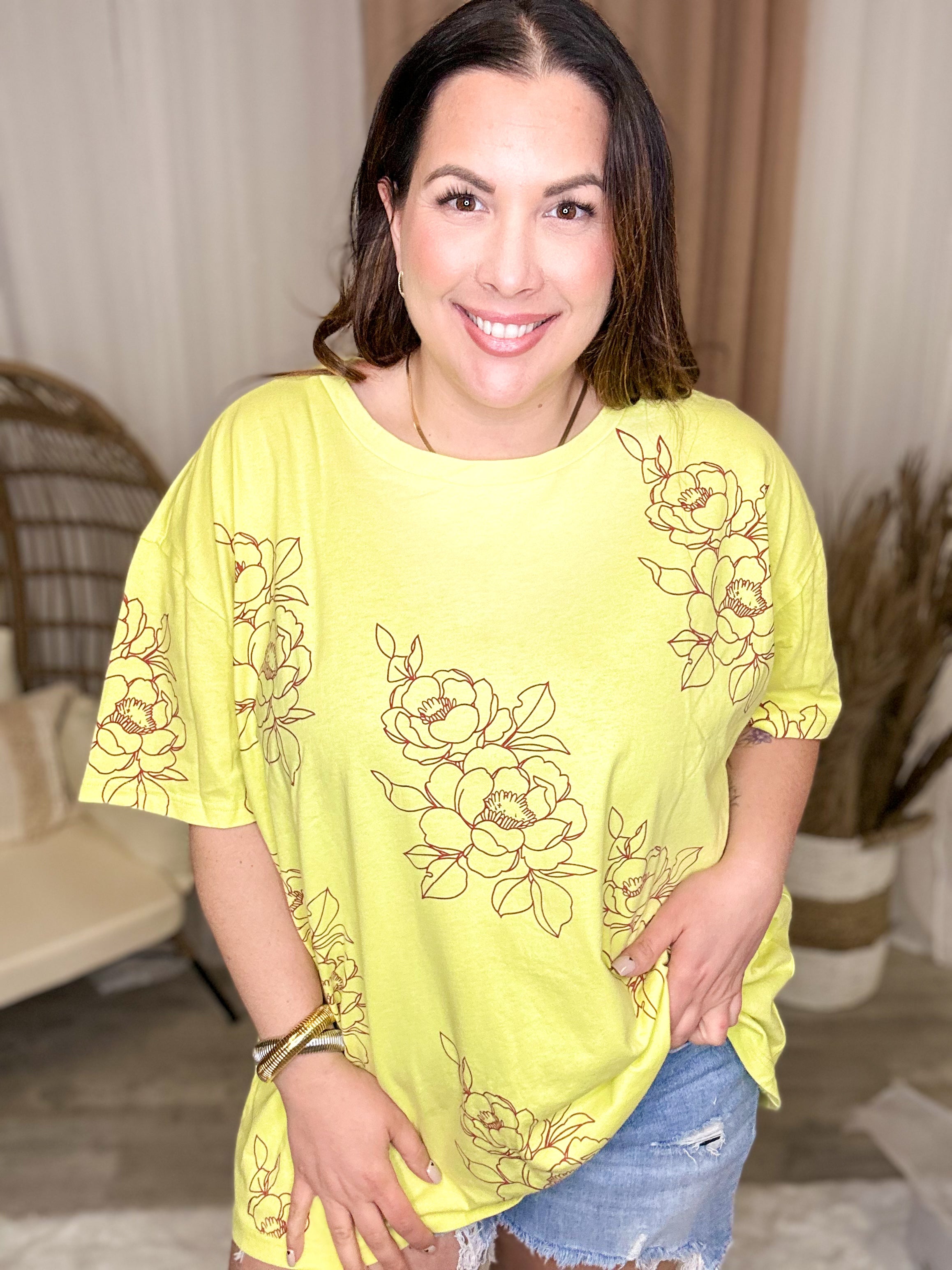 Wildflower Top-110 Short Sleeve Top-Easel-Heathered Boho Boutique, Women's Fashion and Accessories in Palmetto, FL