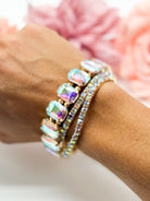 Colored Rhinestone Three Piece Bracelet Set-310 Jewelry-RM Manufacturing-Heathered Boho Boutique, Women's Fashion and Accessories in Palmetto, FL