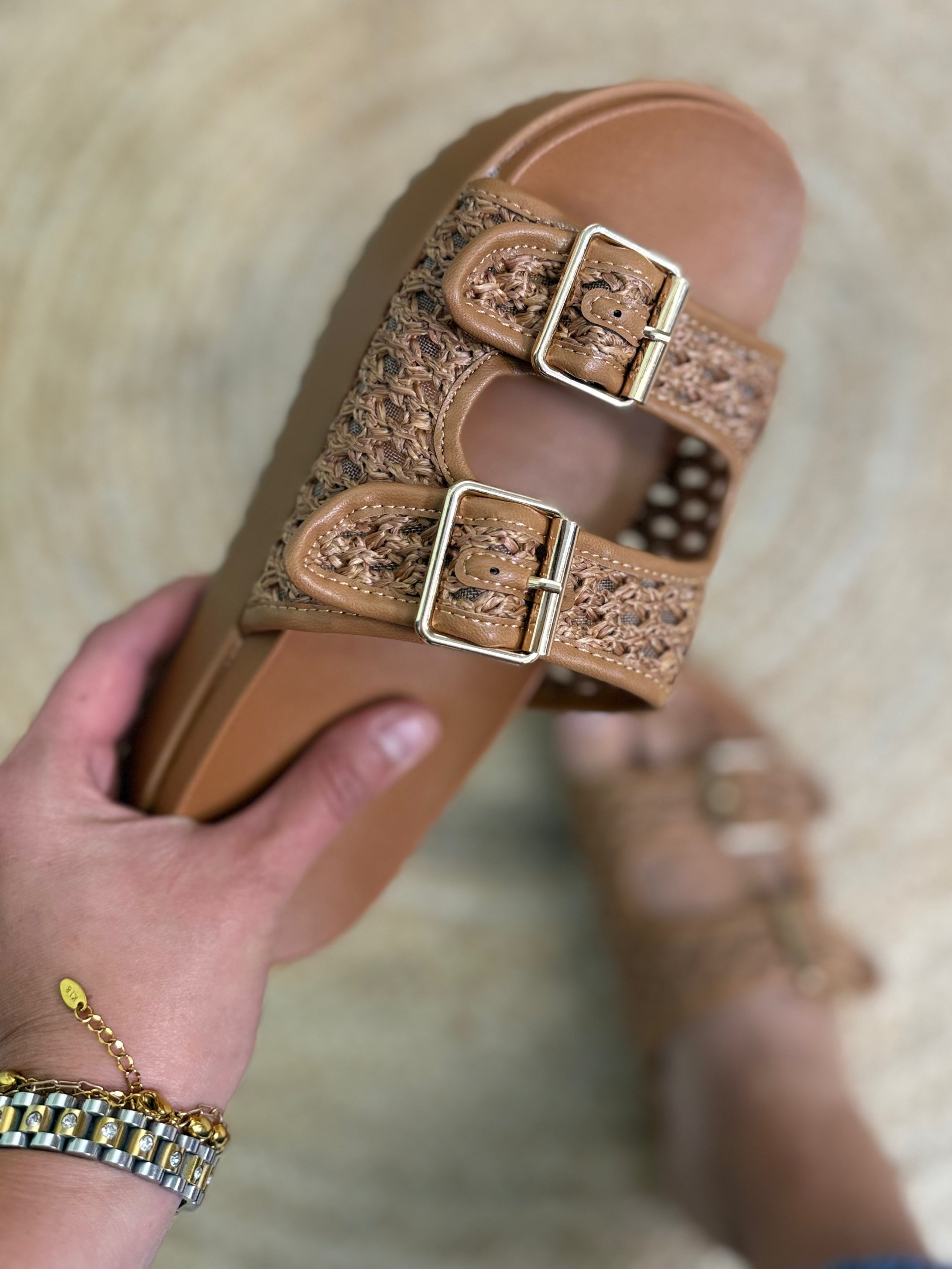 Elevate Woven Platform Sandals - Cognac-350 SHOES-JPO SHOES-Heathered Boho Boutique, Women's Fashion and Accessories in Palmetto, FL
