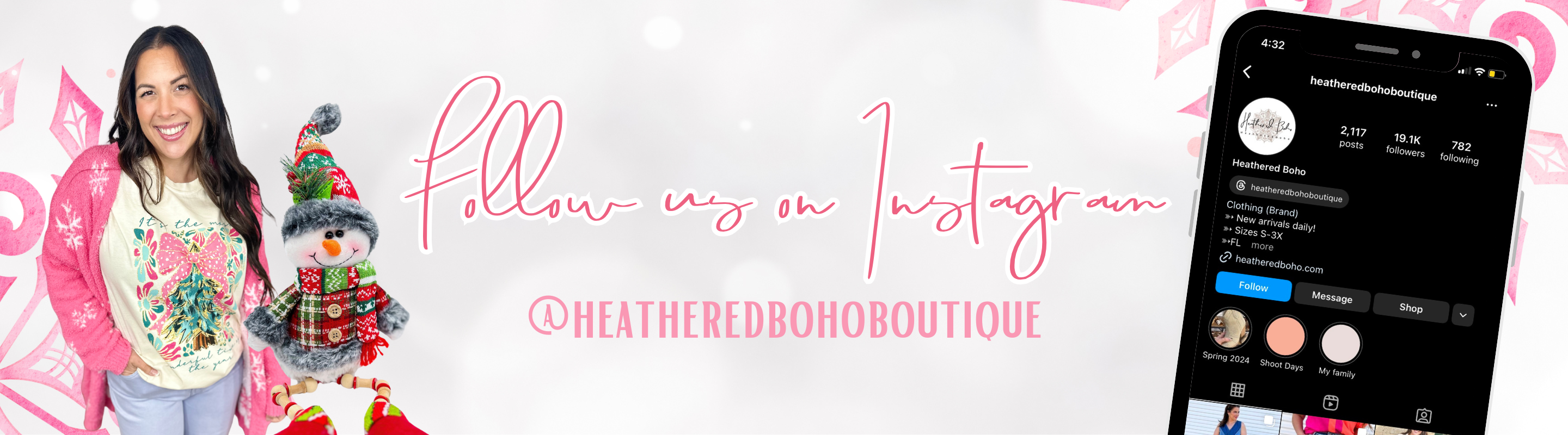 Follow Us on Instagram for your Holiday Fashion | Heathered Boho Boutique | Women's Christmas Fashion | Palmetto, FL